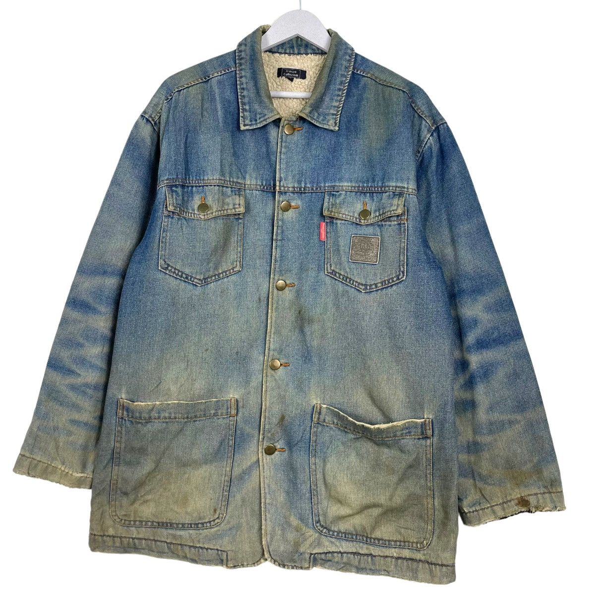 Cuadra 💥VINTAGE FRANCO COLLEZIONI DENIM CHORE BARN SHERPA JACKET Size US L / EU 52-54 / 3 - 2 Thumbnail