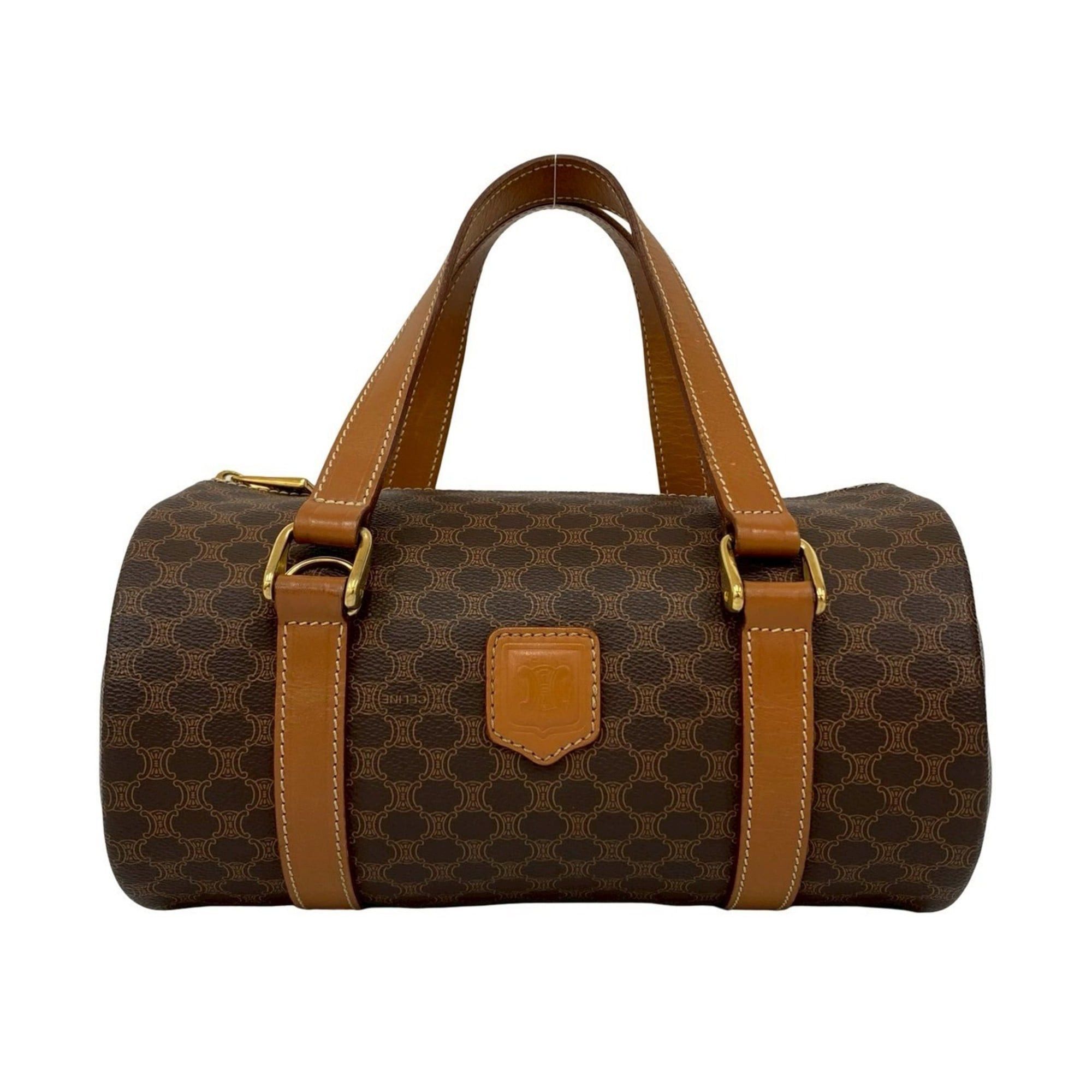 CELINE Macadam Blason Pattern Leather Handbag Mini Boston Bag Drum 