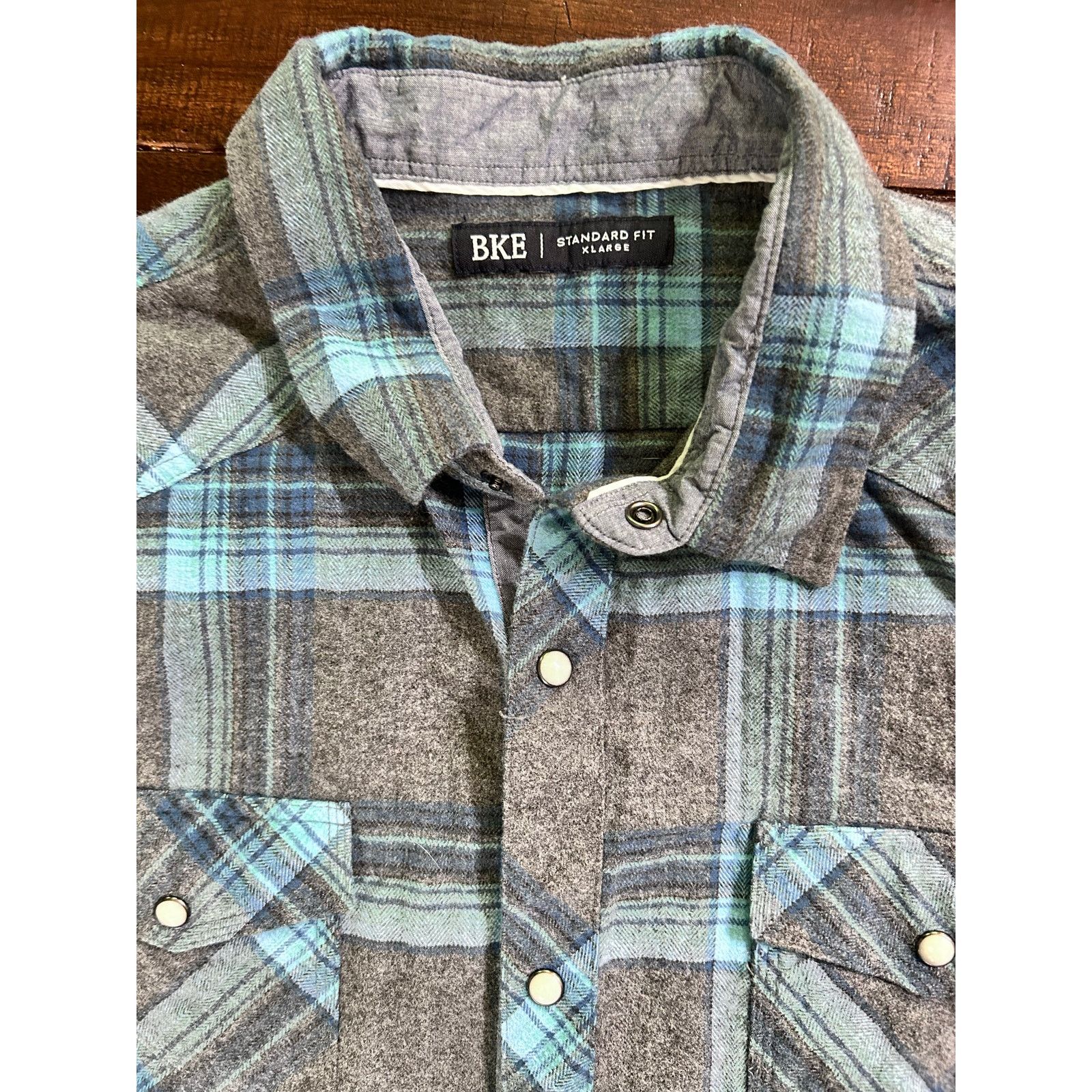 BKE BKE men’s plaid flannel shirt snap up blue and gray size XL Size US XL / EU 56 / 4 - 1 Thumbnail