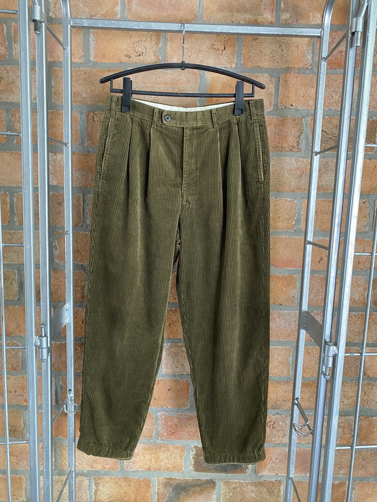 Burberry Burberry Olive Green Corduroy Pleated Trousers Size US 32 / EU 48 - 6 Thumbnail