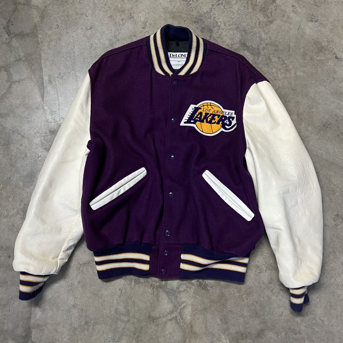 NBA × Vintage Vintage 80’s NBA Los Angeles Lakers 🇺🇸 Delong Varsity Jacket Size US XL / EU 56 / 4 - 2 Thumbnail