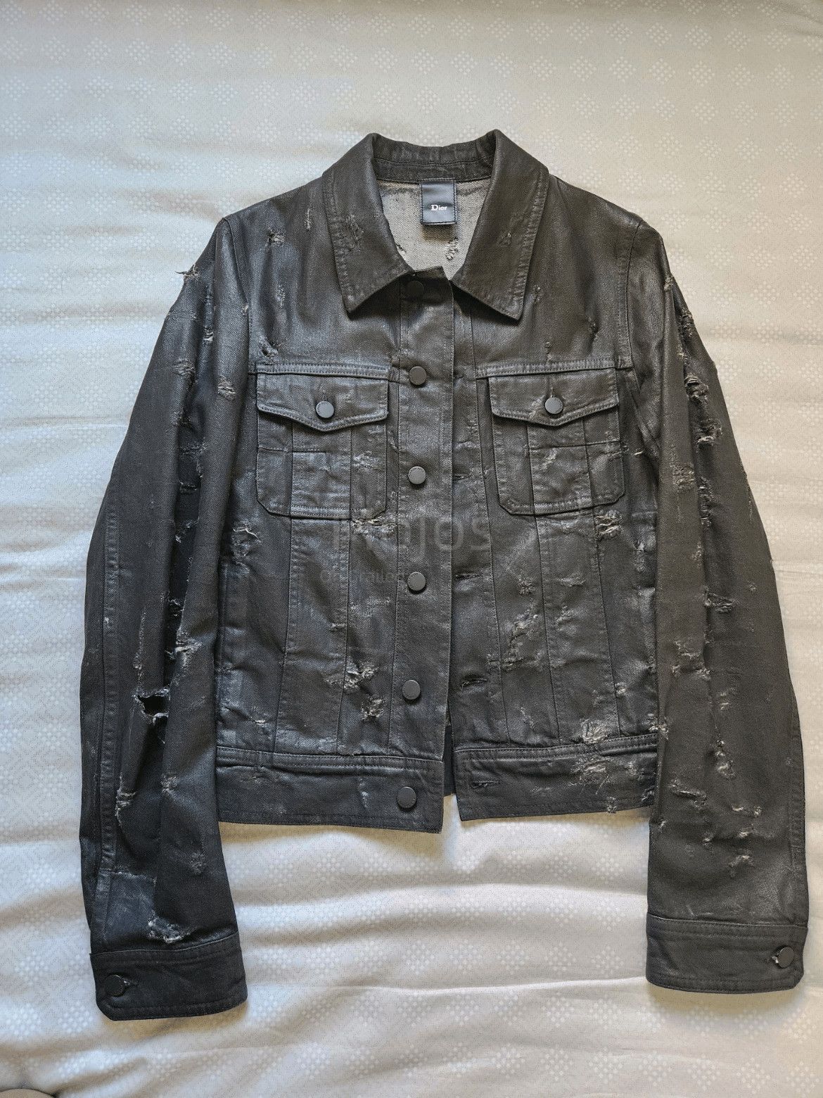 Sz 44 Dior Homme 04SS By Hedi Waxed Distressed Denim Jacket