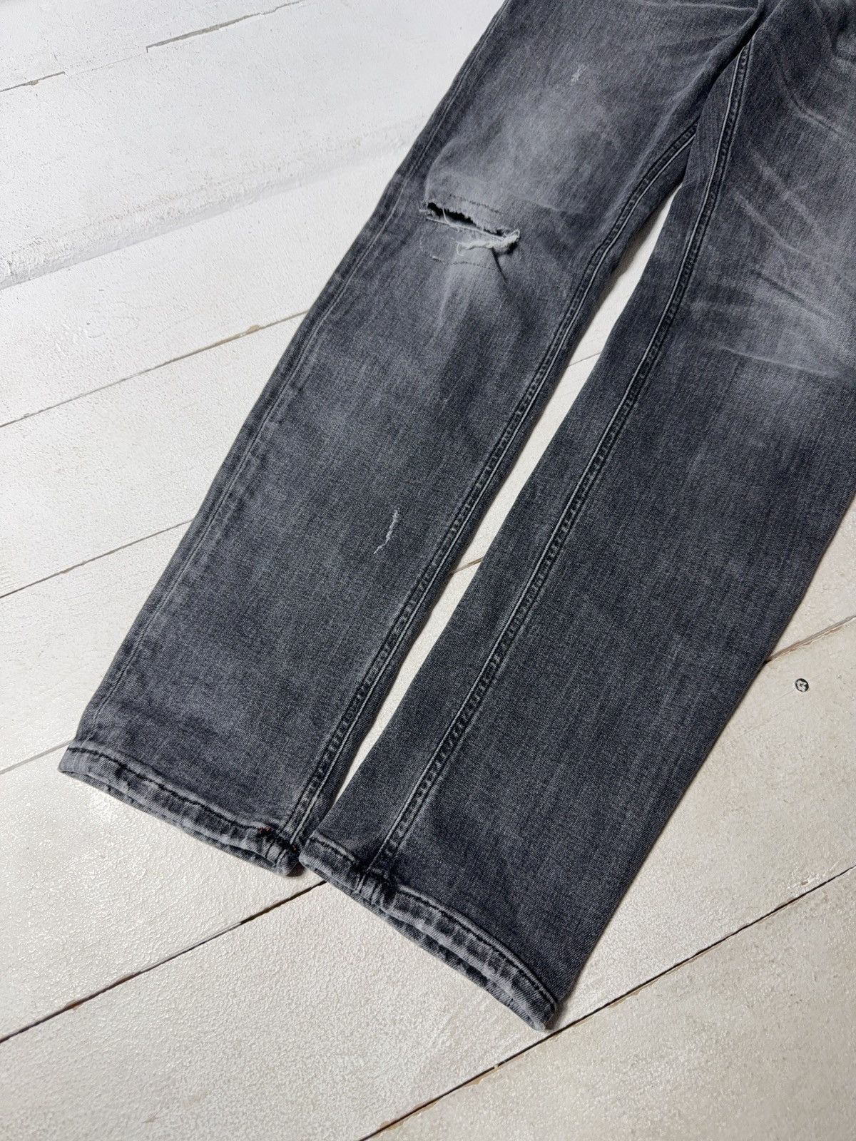 Diesel Luxury 00s Diesel Sleenker Grey Wash Skinny Jeans Knee Rip Size US 33 - 3 Thumbnail
