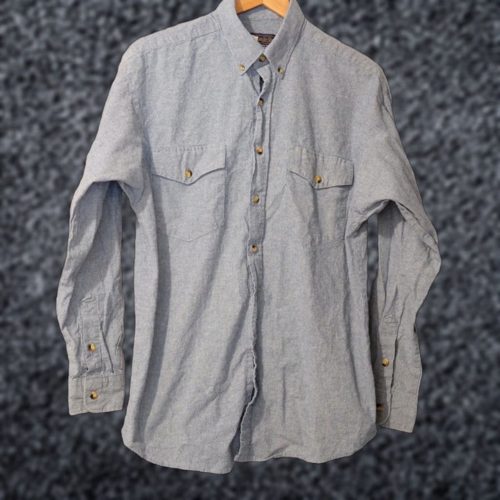 Vintage VINTAGE Panhandle Slim Blue Shirt Longsleeve Pockets Mens 16x35 (Large) #A17-23 Size US L / EU 52-54 / 3 - 1 Thumbnail