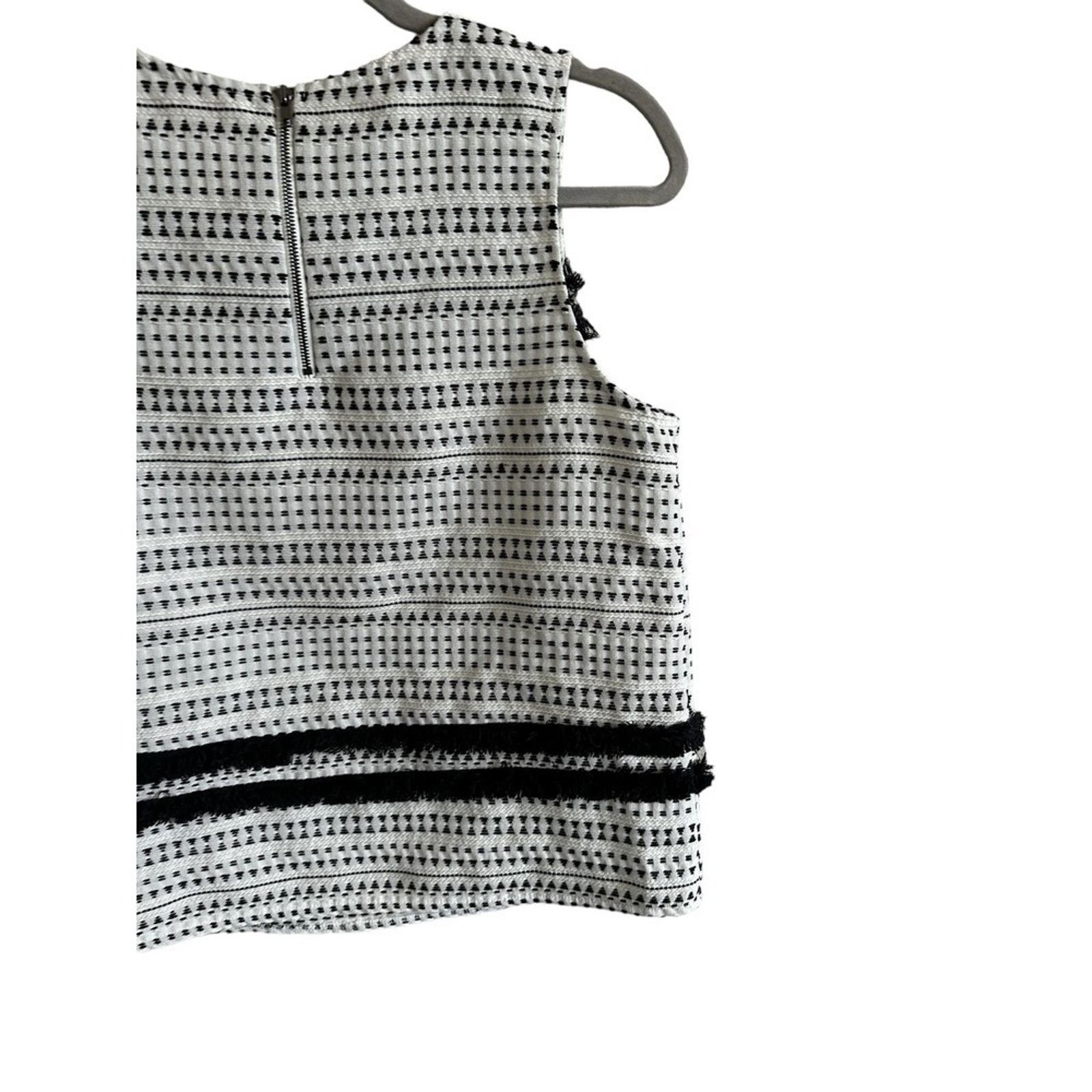 Other Pixley White and Black Sleeveless Formal Peplum Blouse Size M / US 6-8 / IT 42-44 - 8 Thumbnail