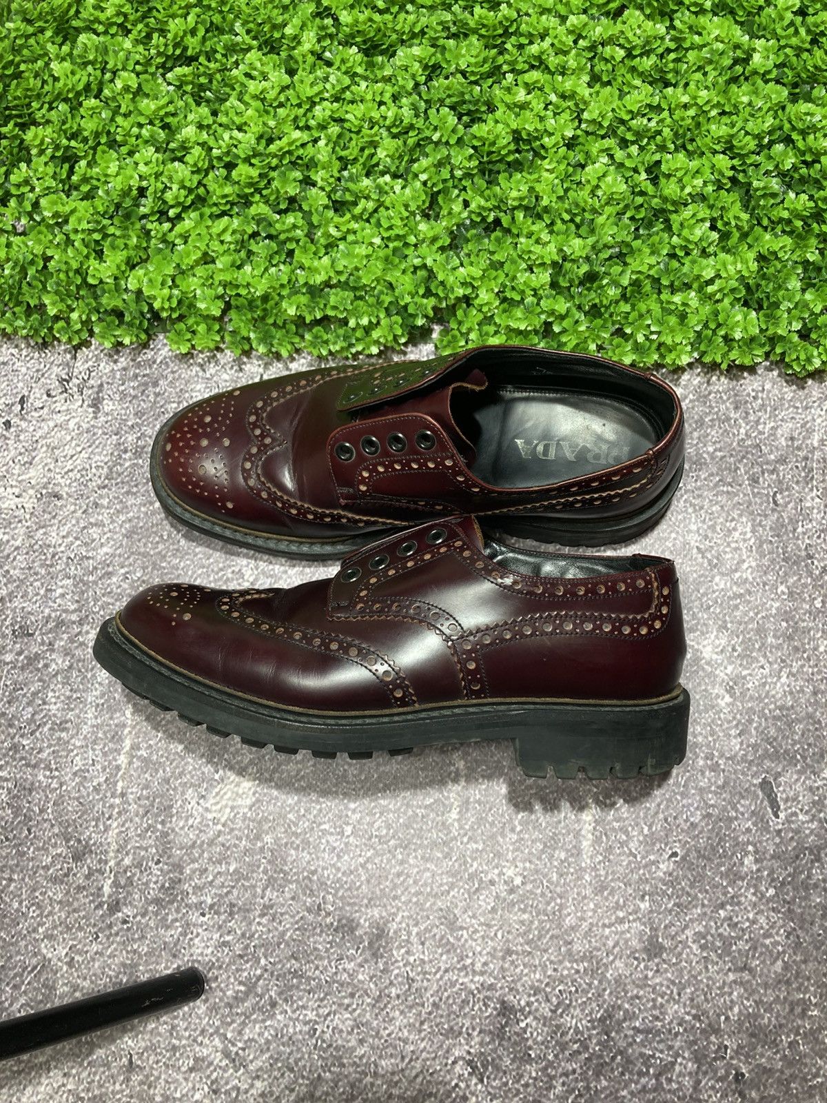 PRADA Leather Brogue Shoes Commando Derby UK7.5 EU41 US8.5