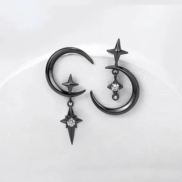 Japanese Brand × Vintage Needle Crystal Earrings Moon Size ONE SIZE - 2 Thumbnail
