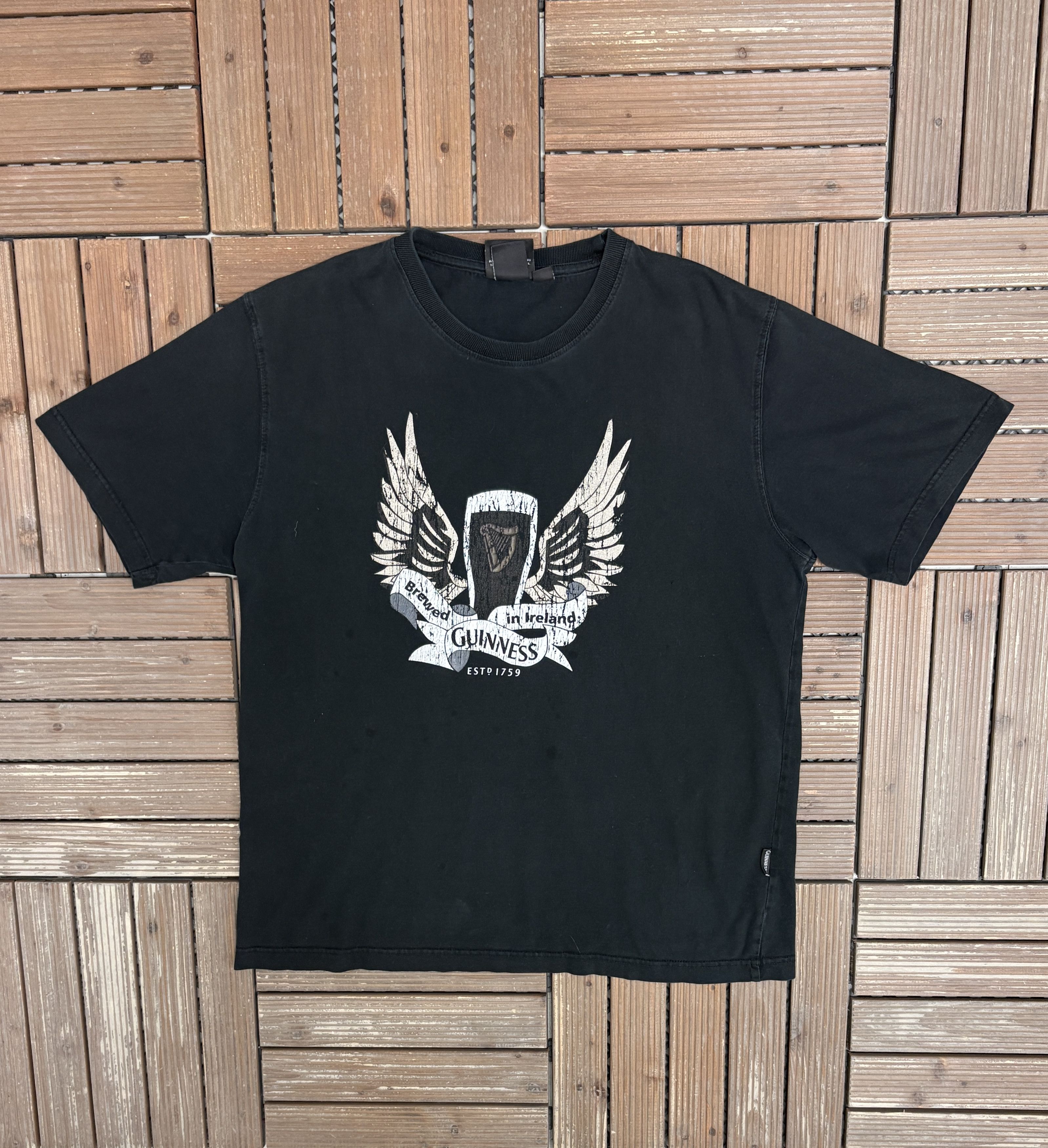 Vintage Guinness Brewed In Ireland Vintage Black T-Shirt Tee Size US L / EU 52-54 / 3 - 1 Thumbnail