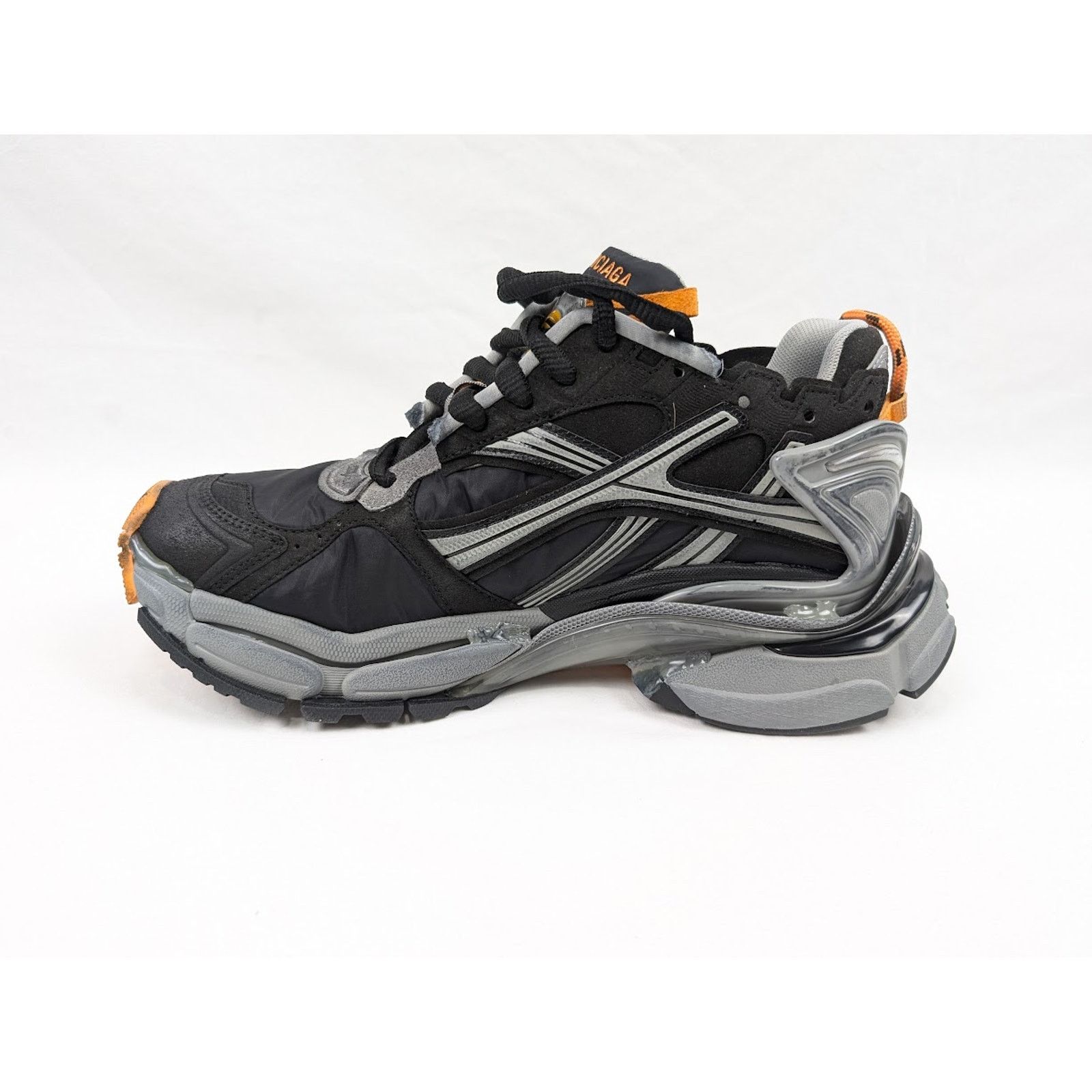 Balenciaga o1rshd1 Nylon Suede Runners in Black/Grey/Fluo Orange Size US 9 / EU 42 - 8 Thumbnail