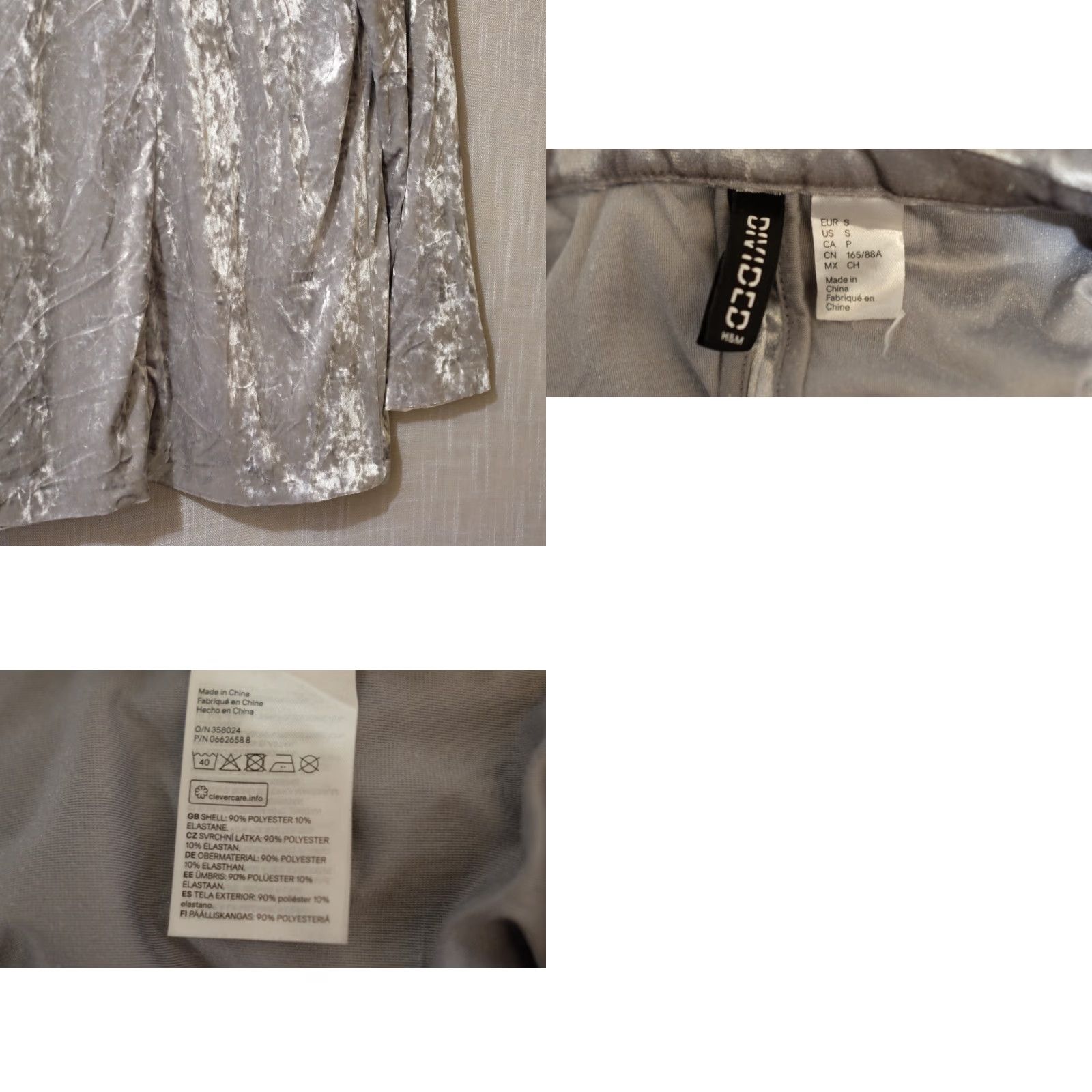 H&M H & M Divided Blazer Shirt Silver Crushed Velvet Open-Front Womens S Vintage No N/A Size S / US 4 / IT 40 - 8 Thumbnail