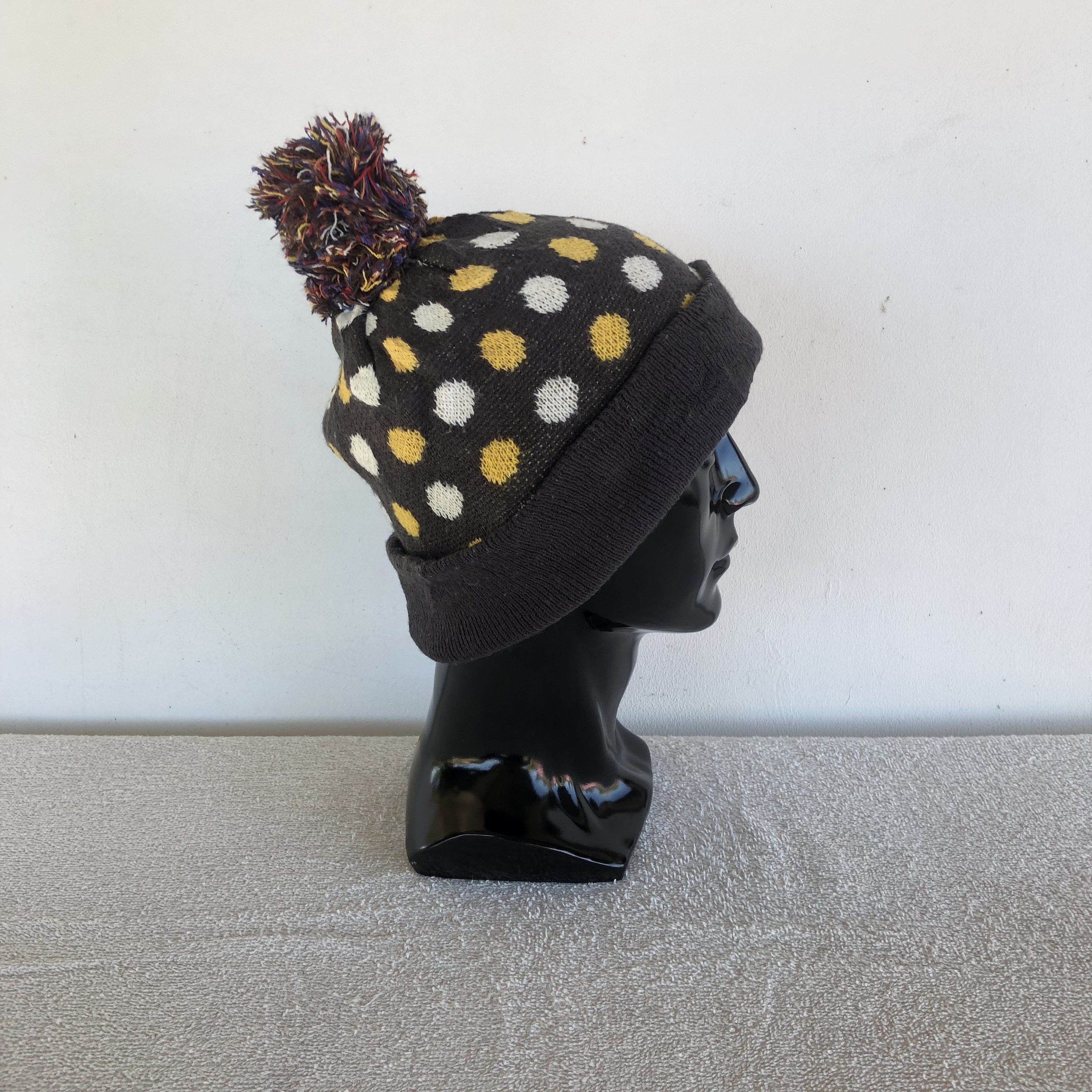 Japanese Brand Vintage Polkadot Beanie Knitted Pom Pom Snow Caps Hats Size ONE SIZE - 3 Thumbnail
