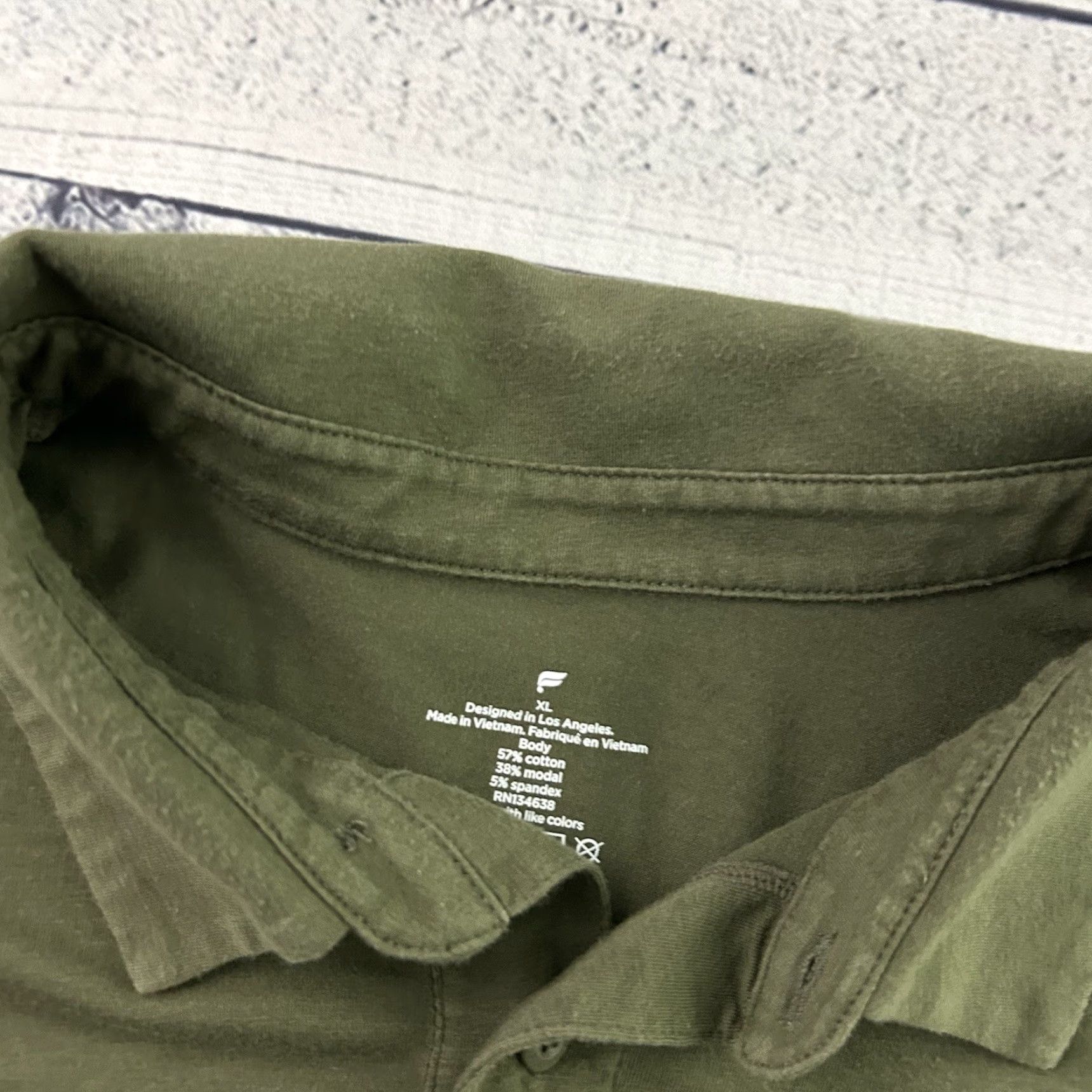 Fabletics Fabletics Polo Shirt Short Sleeve Cotton Modal Stretch Men's XL Green Size US XL / EU 56 / 4 - 2 Thumbnail