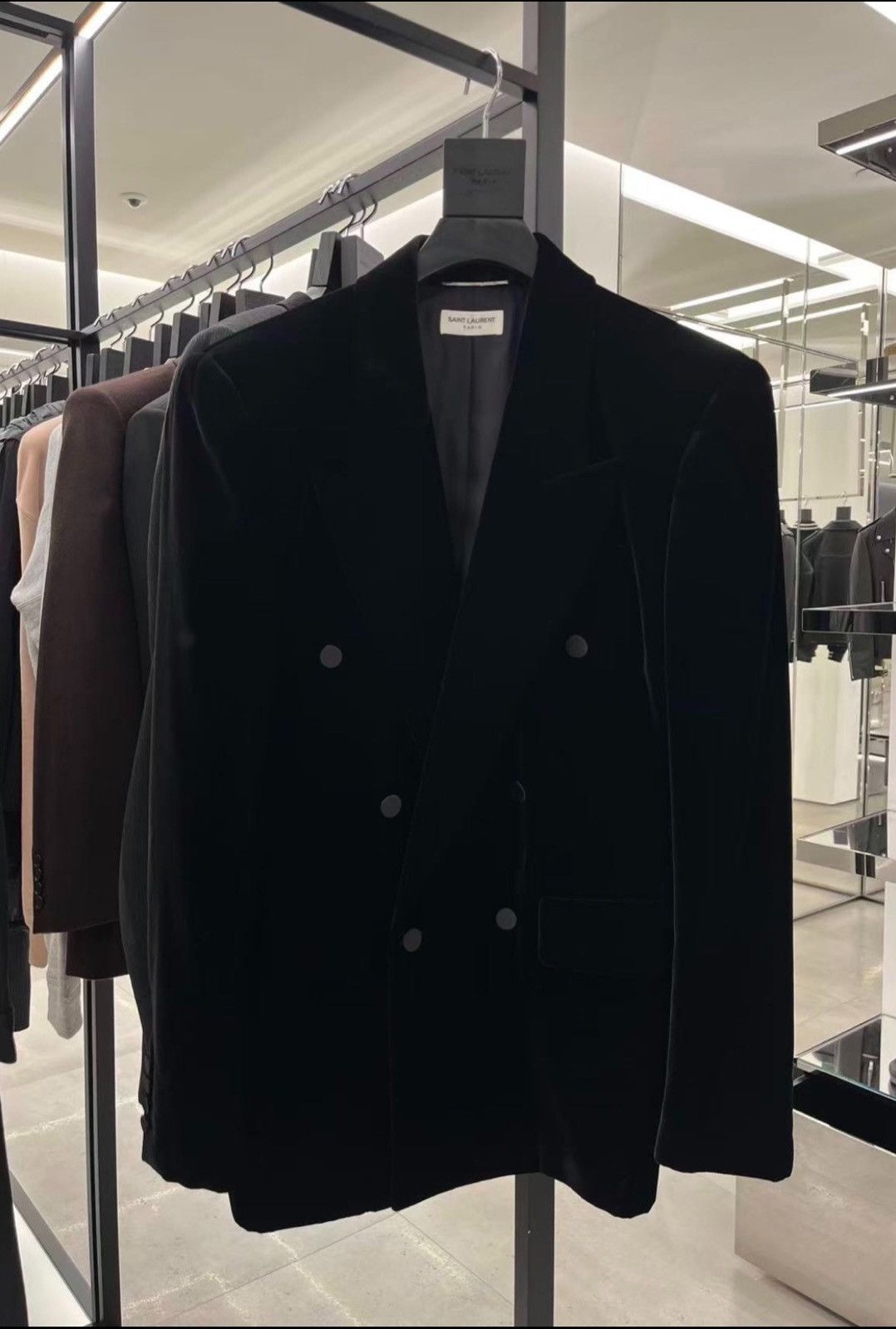 Saint Laurent Paris Saint Laurent 24SS Velvet Black Double-Breasted Blazer Size 50S - 1 Thumbnail