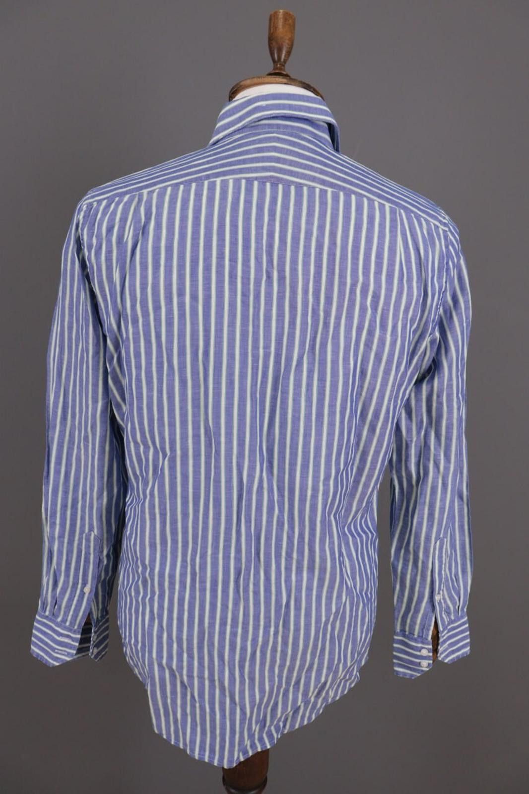 Designer Hackett London Blue Striped Blue Shirt Size 39 / 15.5 Size US M / EU 48-50 / 2 - 9 Thumbnail