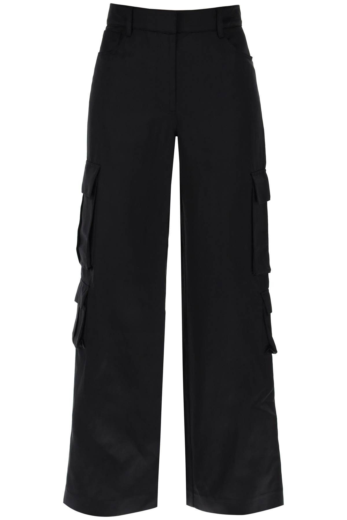 image of Self Portrait Satin Cargo Pants For Men in Black, Women's (Size 27)