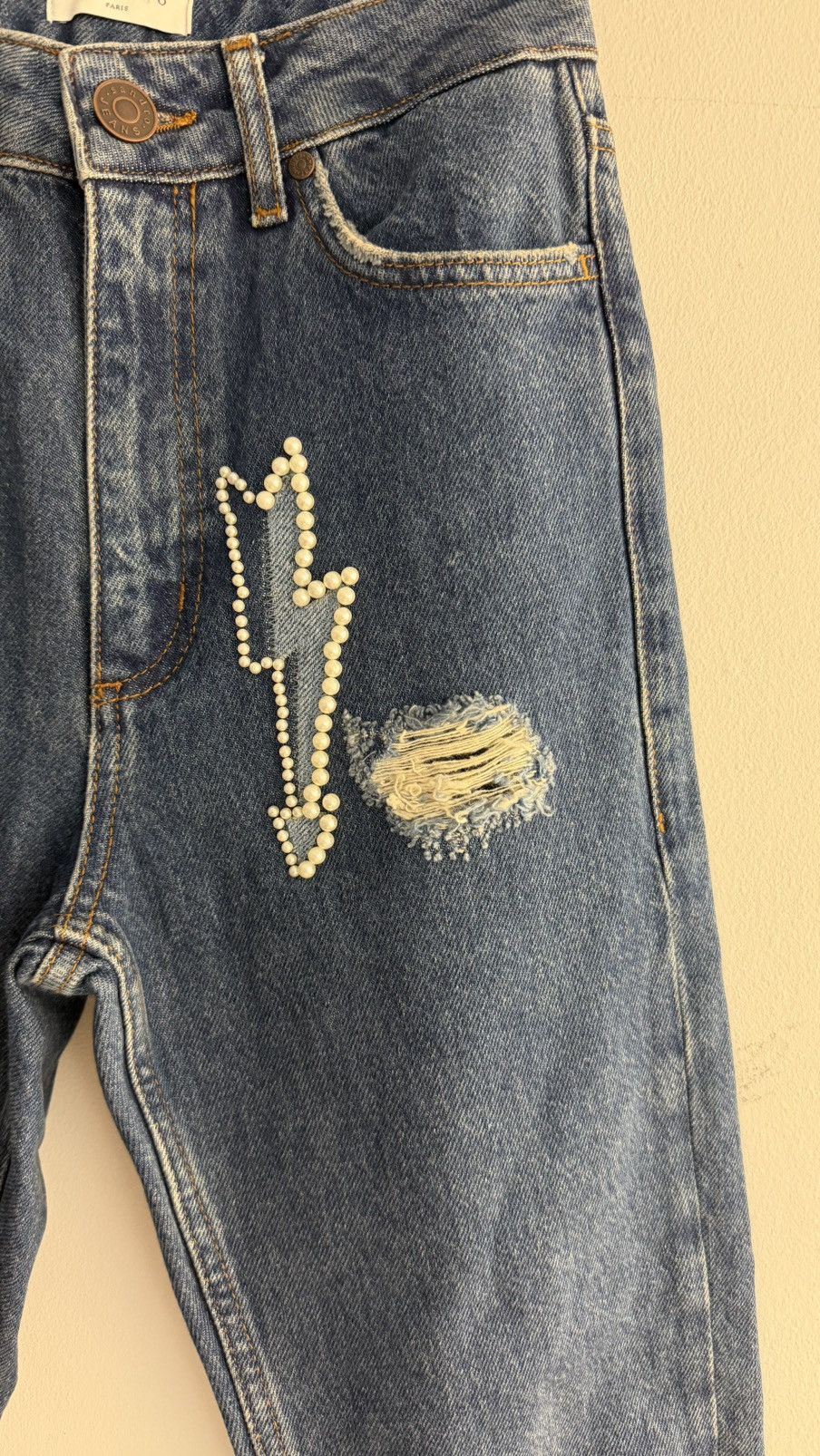 Sandro Sandro Jeans with Pearl Lightning Appliqués Size 25" / US 0 / IT 36 - 4 Thumbnail