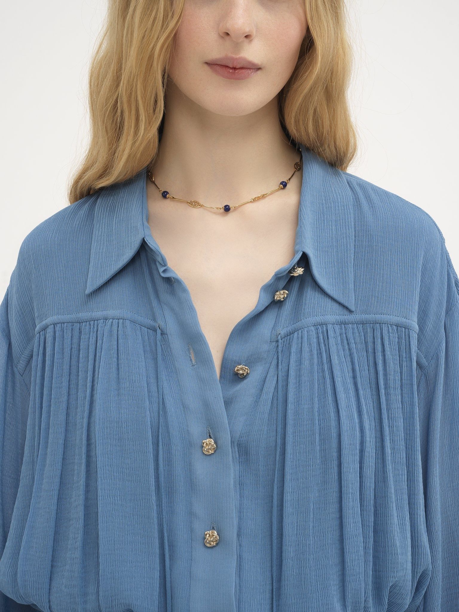 Chloe o1loc1c10425 Short Shirt Dress in Parisian Blue Size M / US 6-8 / IT 42-44 - 5 Thumbnail