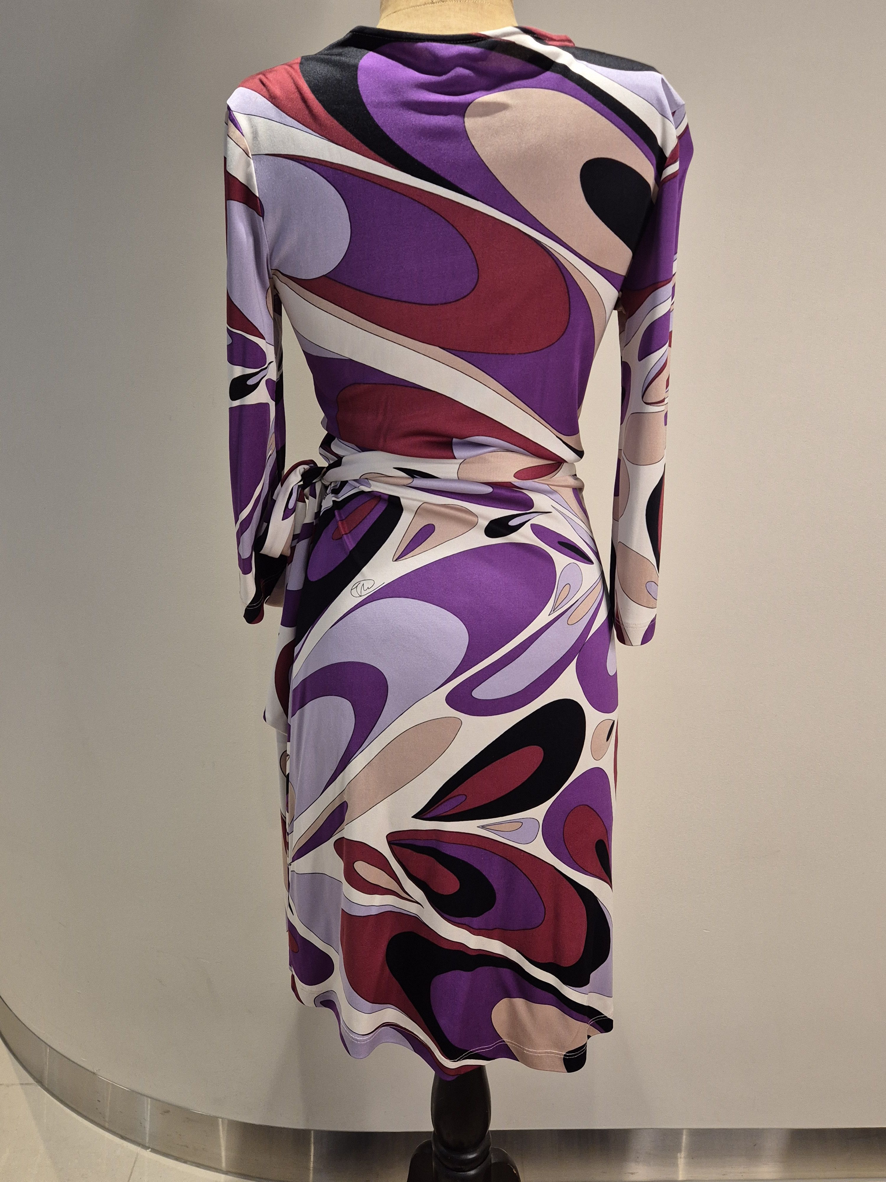 Designer Flora Kung NYC knitted silk print wrap dress Size S / US 4 / IT 40 - 2 Thumbnail