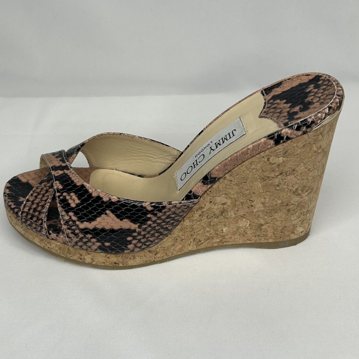 Jimmy Choo Jimmy Choo Almer 80 Snake-Effect Leather Sandals, 37 1/2 Size US 7.5 / IT 37.5 - 15 Thumbnail