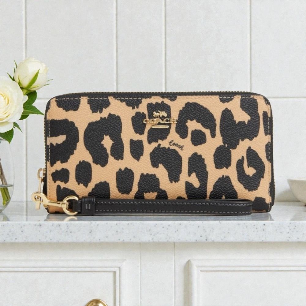 Coach Coach Long Zip Around Wallet With Leopard Print CW477 Size ONE SIZE - 1 Thumbnail