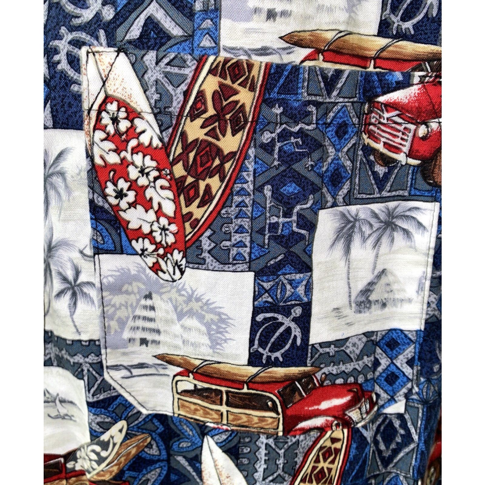 ALOHAS Reebesse Mens Car/Surfboard Print Aloha Hawaiian Shirt L Regular Multicolor Button-Up Short Sleeve Collared Cotton Casual Men Size US L / EU 52-54 / 3 - 4 Thumbnail