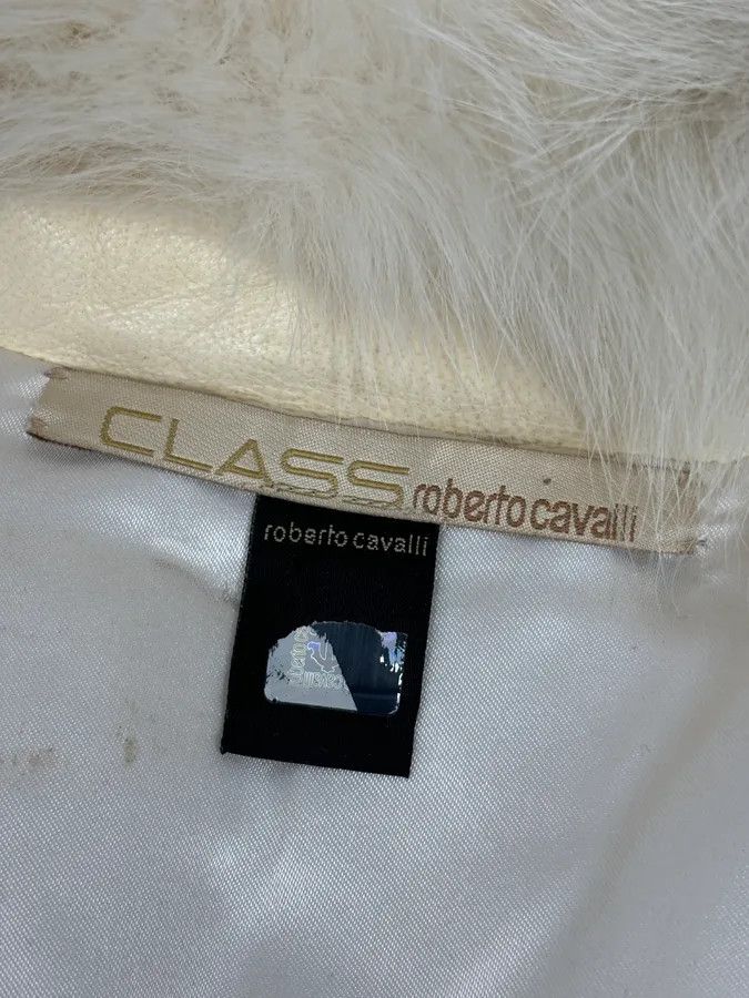 Roberto Cavalli Roberto Cavalli Cream Fur Collar Leather Jacket Size S / US 4 / IT 40 - 9 Thumbnail