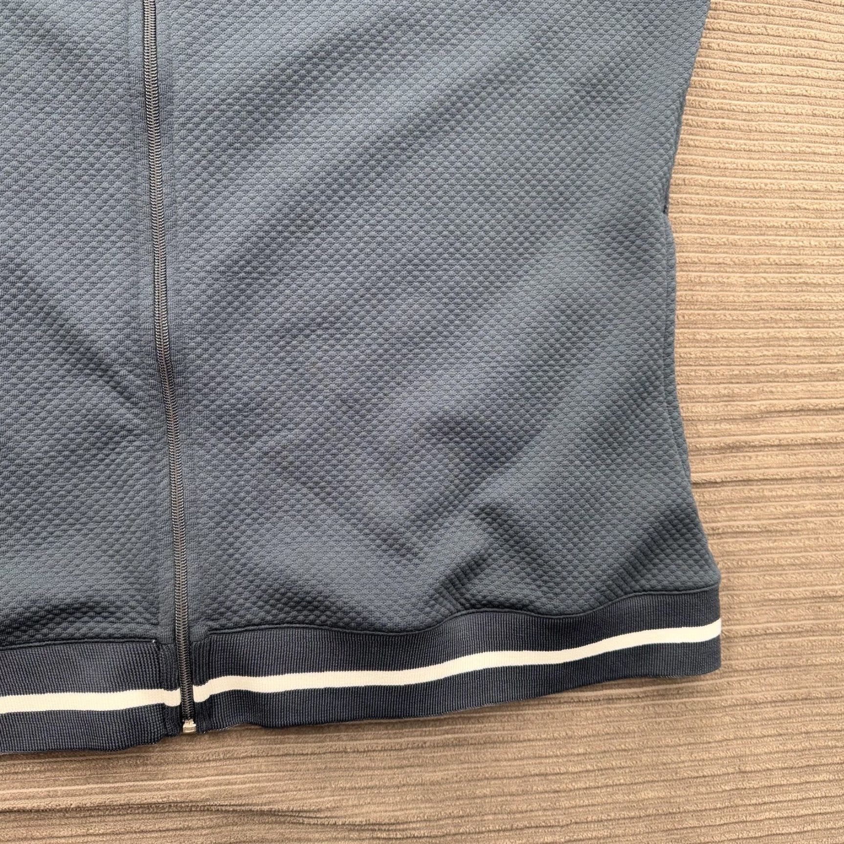 Nike Nike Jacket Women's XL Blue Full Zip Textured Bomber Athletic Striped Ribbed Trim Nike Swoosh Size XL / US 12-14 / IT 48-50 - 7 Thumbnail