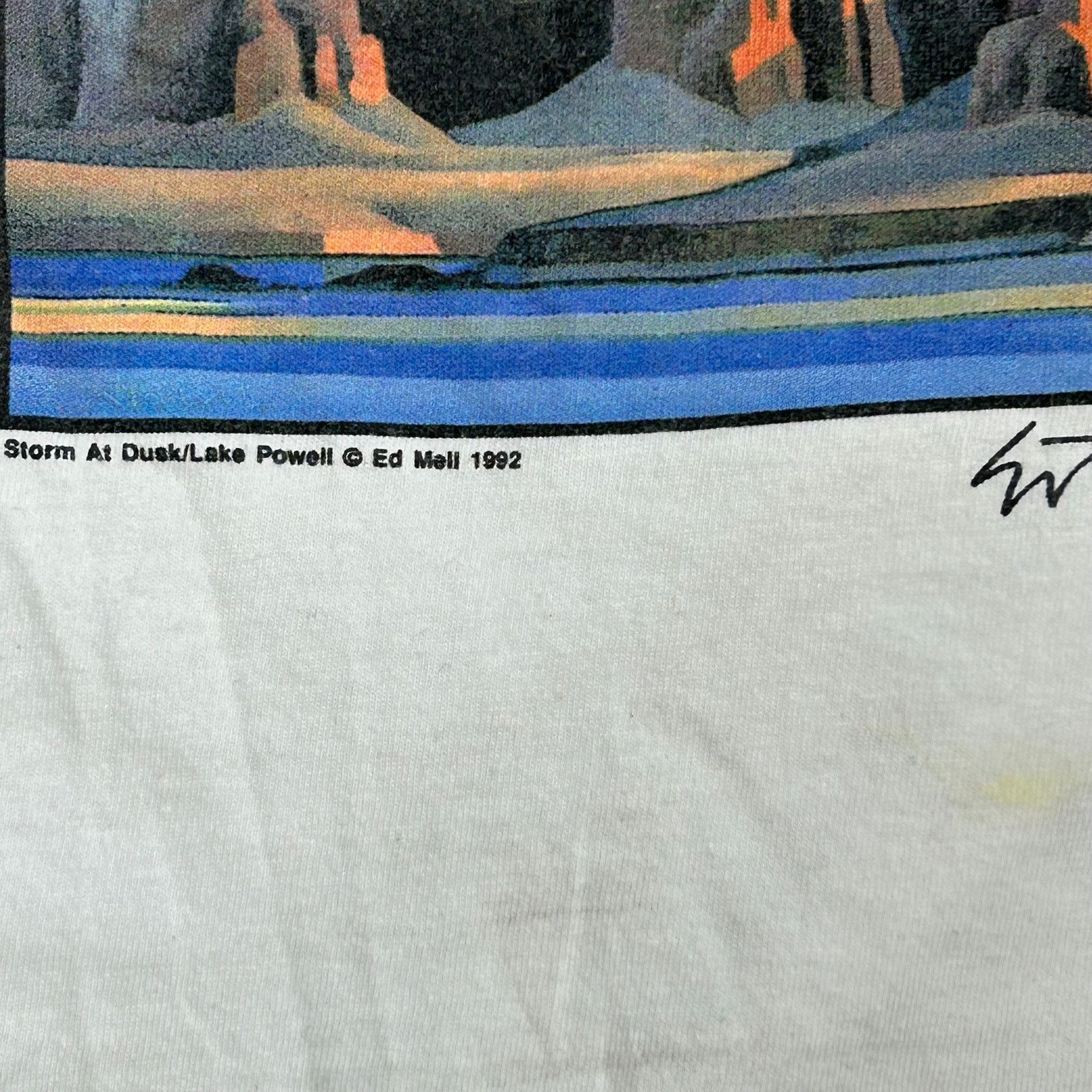 Vintage Vintage 1992 Ed Mell Storm at Dusk / Lake Powell Art Tee Size US XL / EU 56 / 4 - 7 Thumbnail