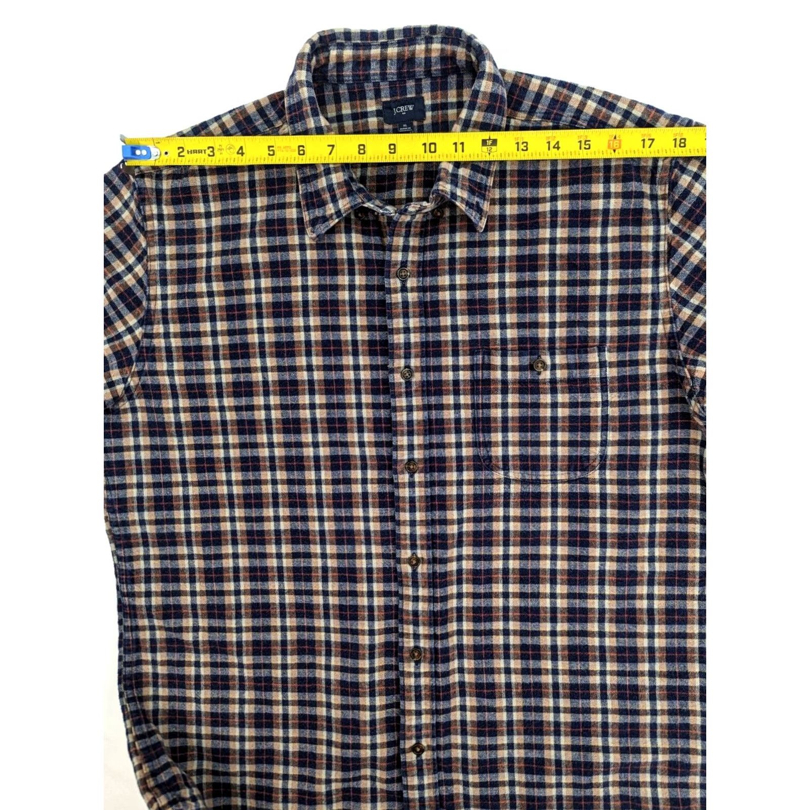 J.Crew VINTAGE J.CREW Rugged Flannel Shirt Men XL Elbow Patch Brown Red Cotton Size US XL / EU 56 / 4 - 7 Thumbnail