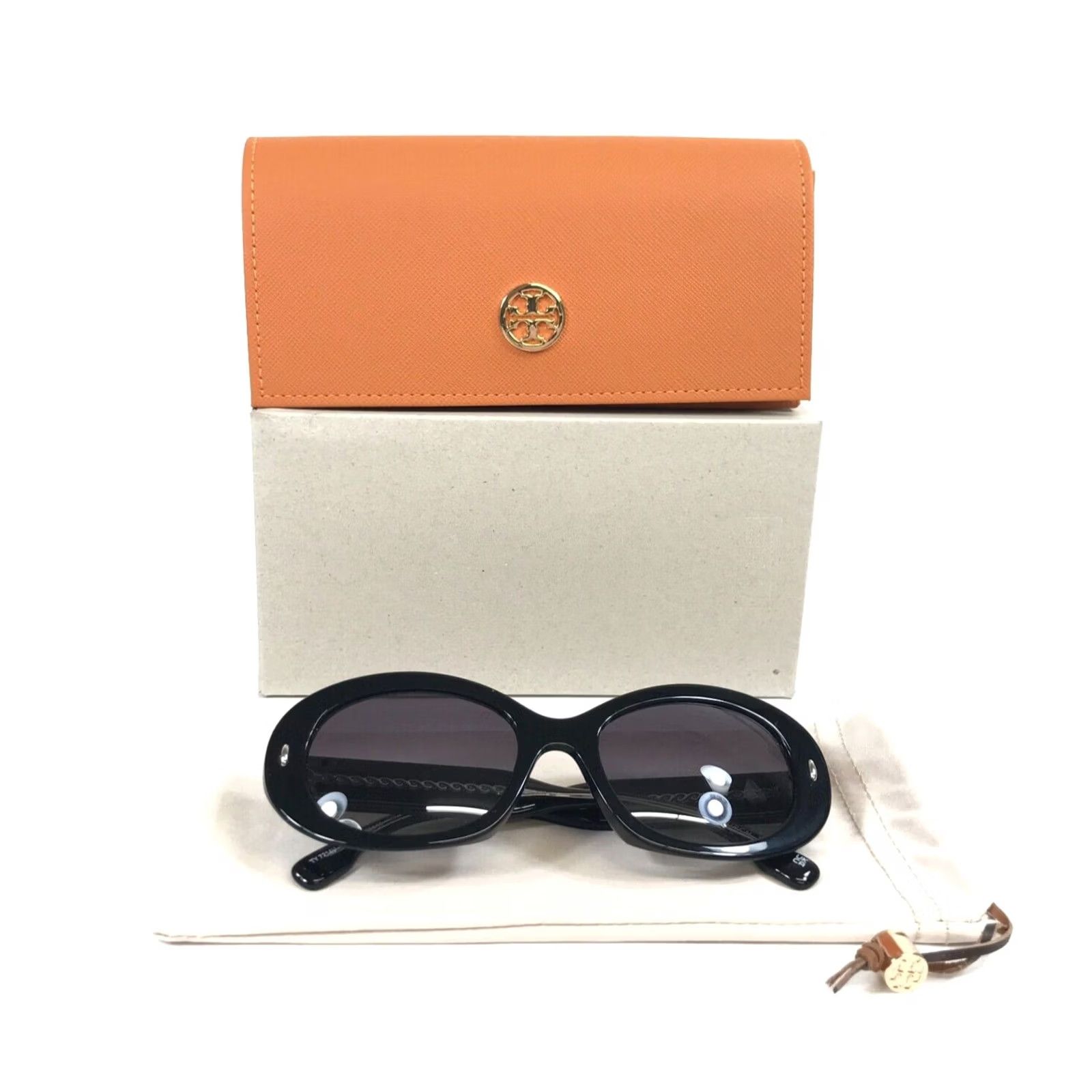 Tory Burch Sunglasses TY7214U 1709/8G Black Oval Cat Eye 