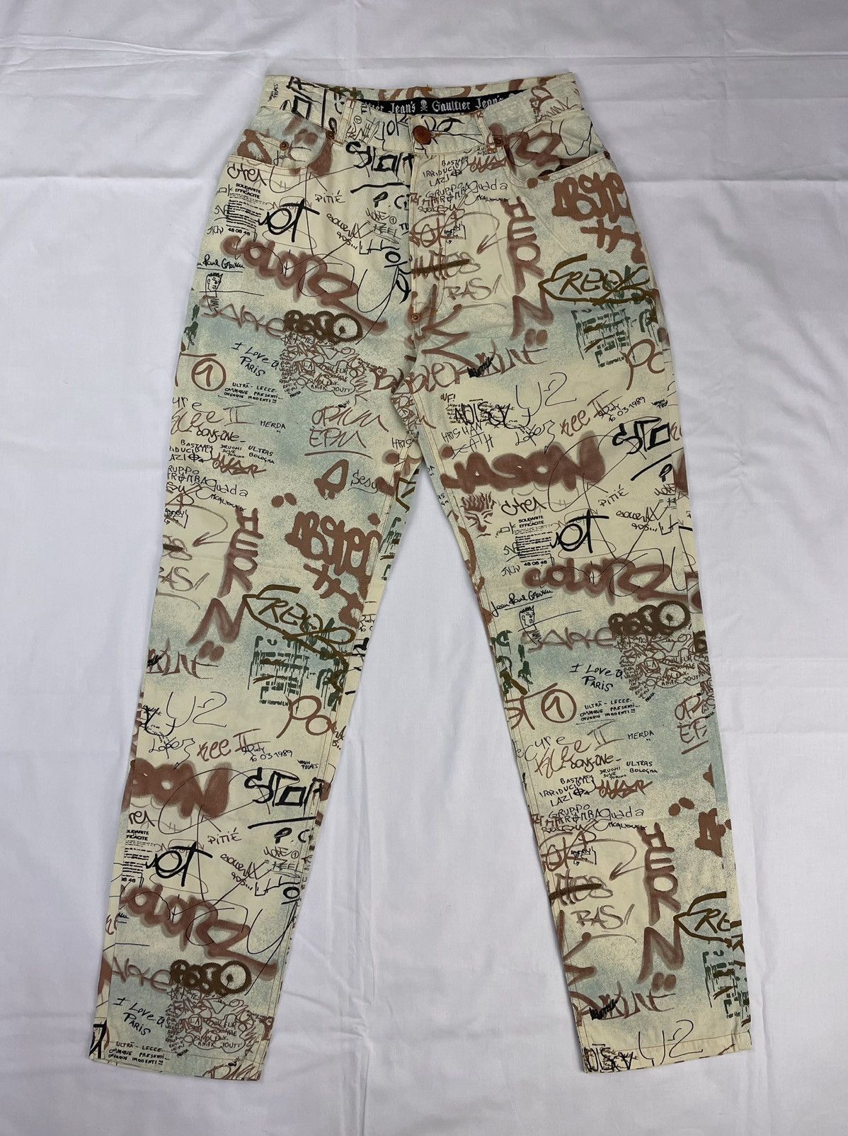 Jean Paul Gaultier SS1994 Jean Paul Gaultier Graffiti Print Pants Vintage Size 27" / US 4 / IT 40 - 1 Thumbnail