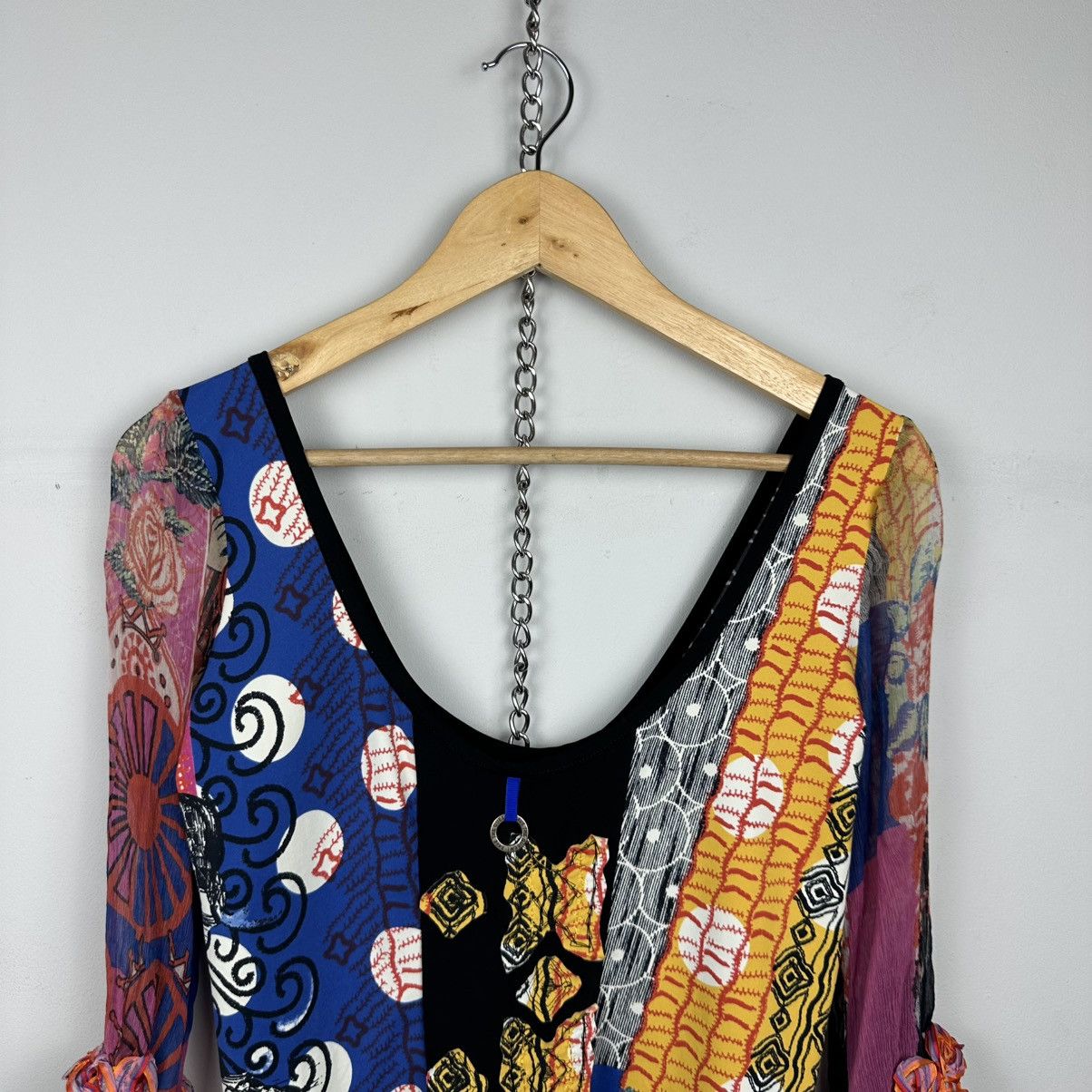 Jean Paul Gaultier Vintage Y2K Save The Queen Silk/Nylon Blouse Mesh Top Shirt Size M / US 6-8 / IT 42-44 - 18 Thumbnail