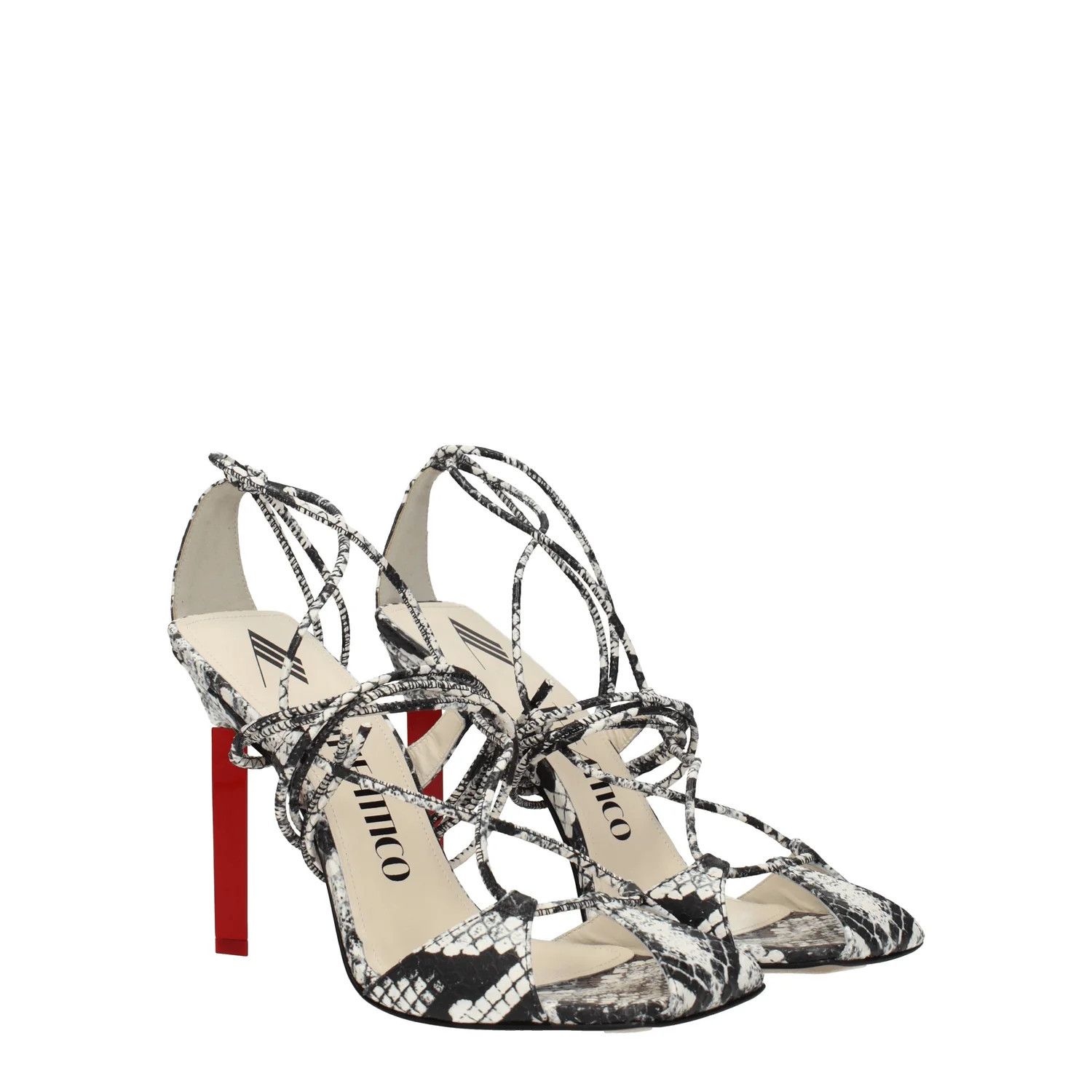 The Attico ob1o1e1224 Leather Sandals in White/Black Size US 10 / IT 40 - 2 Thumbnail