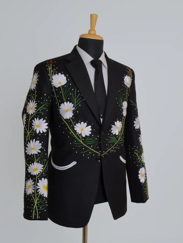 Other Men 2PC Customized floral embroidery western cocktail outfit Size 46S - 2 Thumbnail