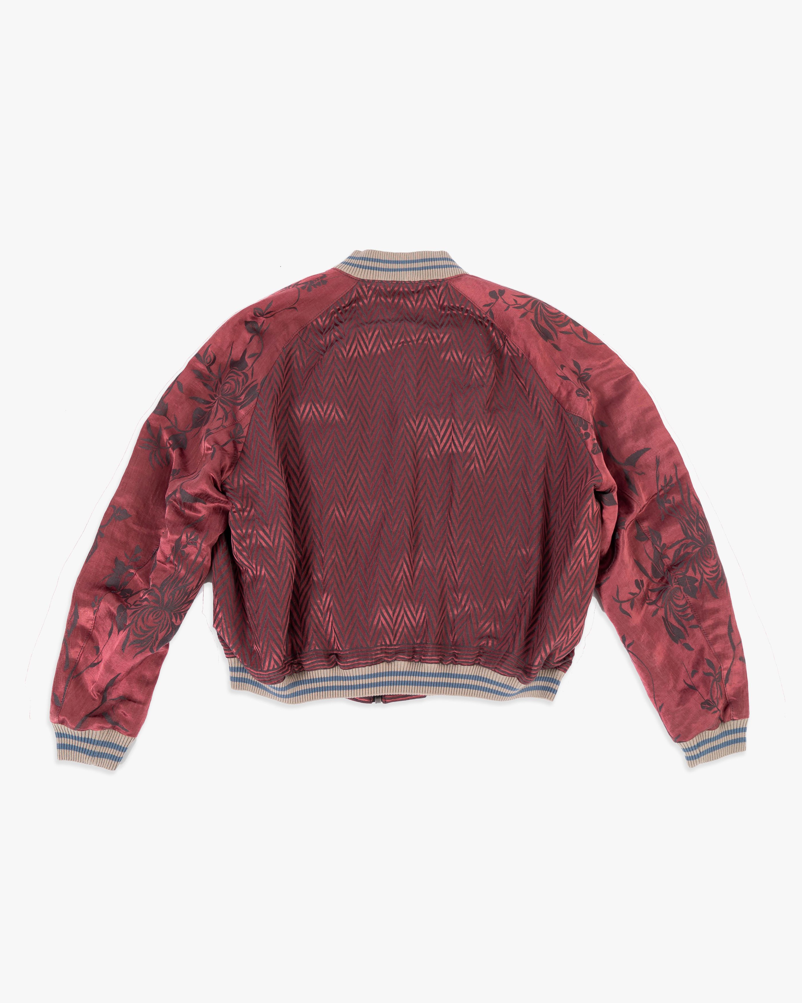 Haider Ackermann SS15 Iconic Bomber in Chevron & Floral Silk Jacquard Size US XL / EU 56 / 4 - 7 Thumbnail