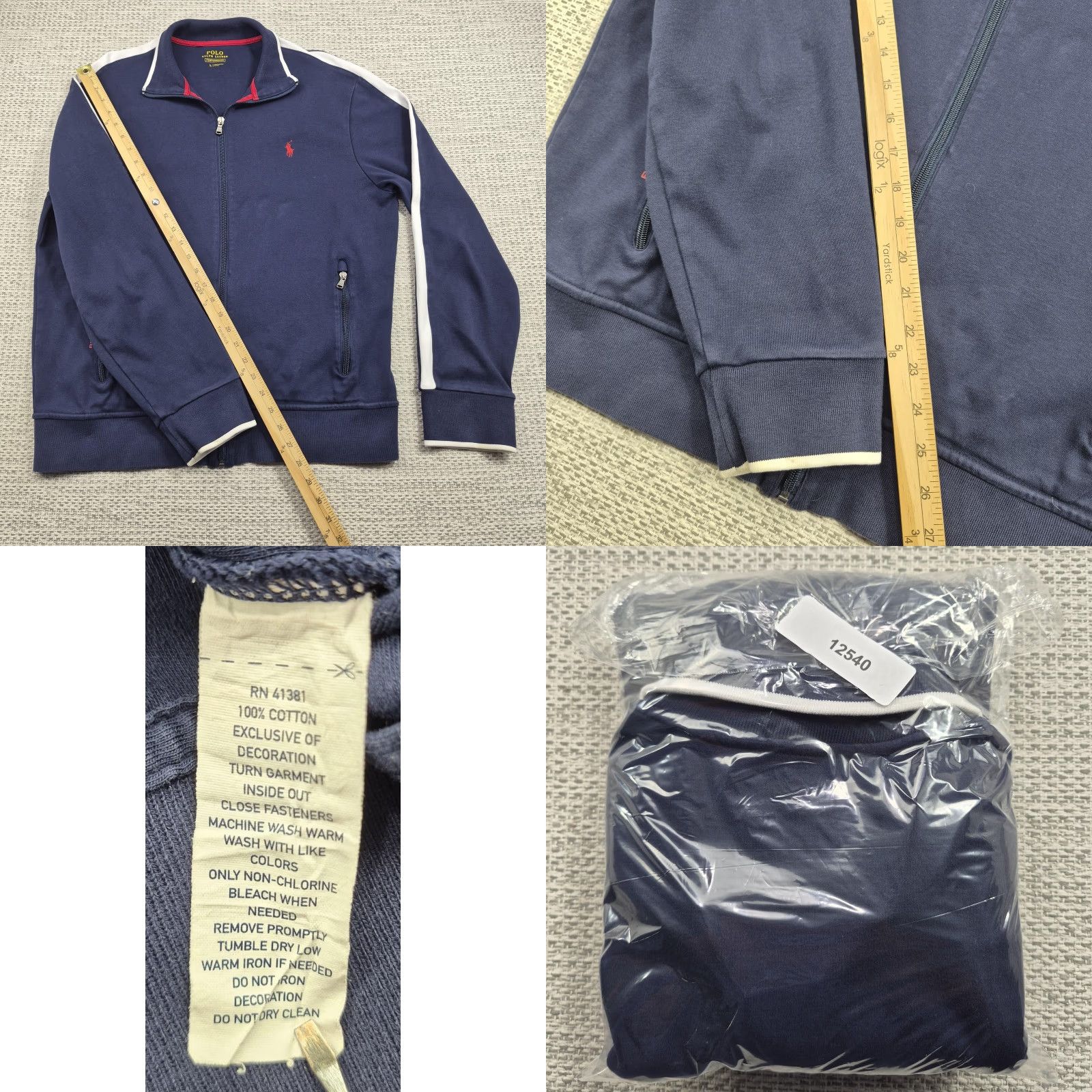 Polo Ralph Lauren Polo Ralph Lauren Track Jacket Mens Large Blue White Stripe Full Zip Performance Size US L / EU 52-54 / 3 - 9 Thumbnail
