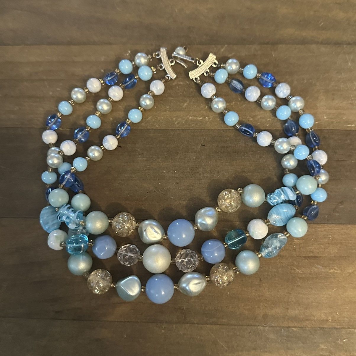 Vintage Vintage Japan layered multi strand blue bead choker necklace Size ONE SIZE - 2 Thumbnail
