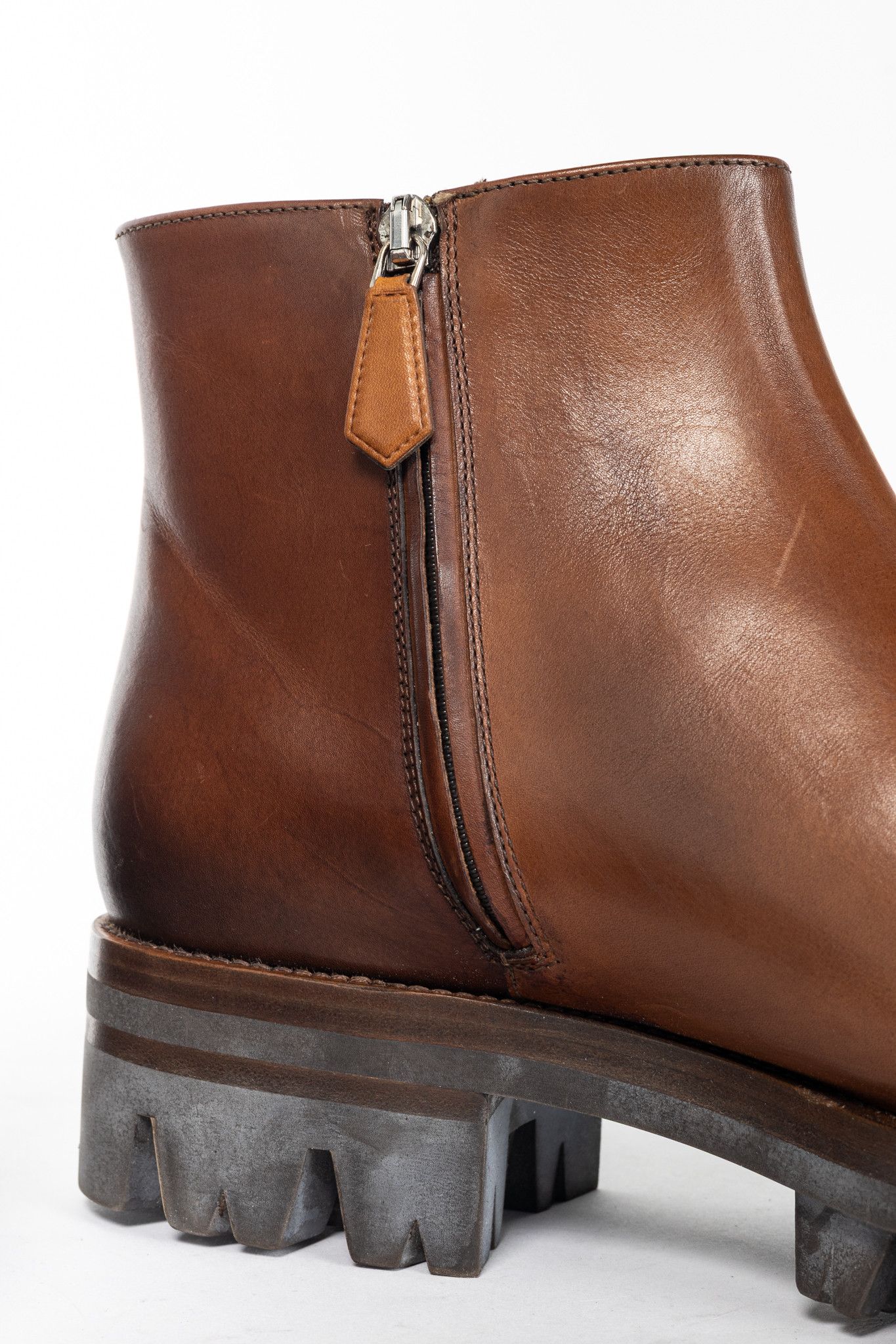 Prada Prada Brown Leather Zip Ankle Boots Size US 10 / IT 40 - 9 Thumbnail