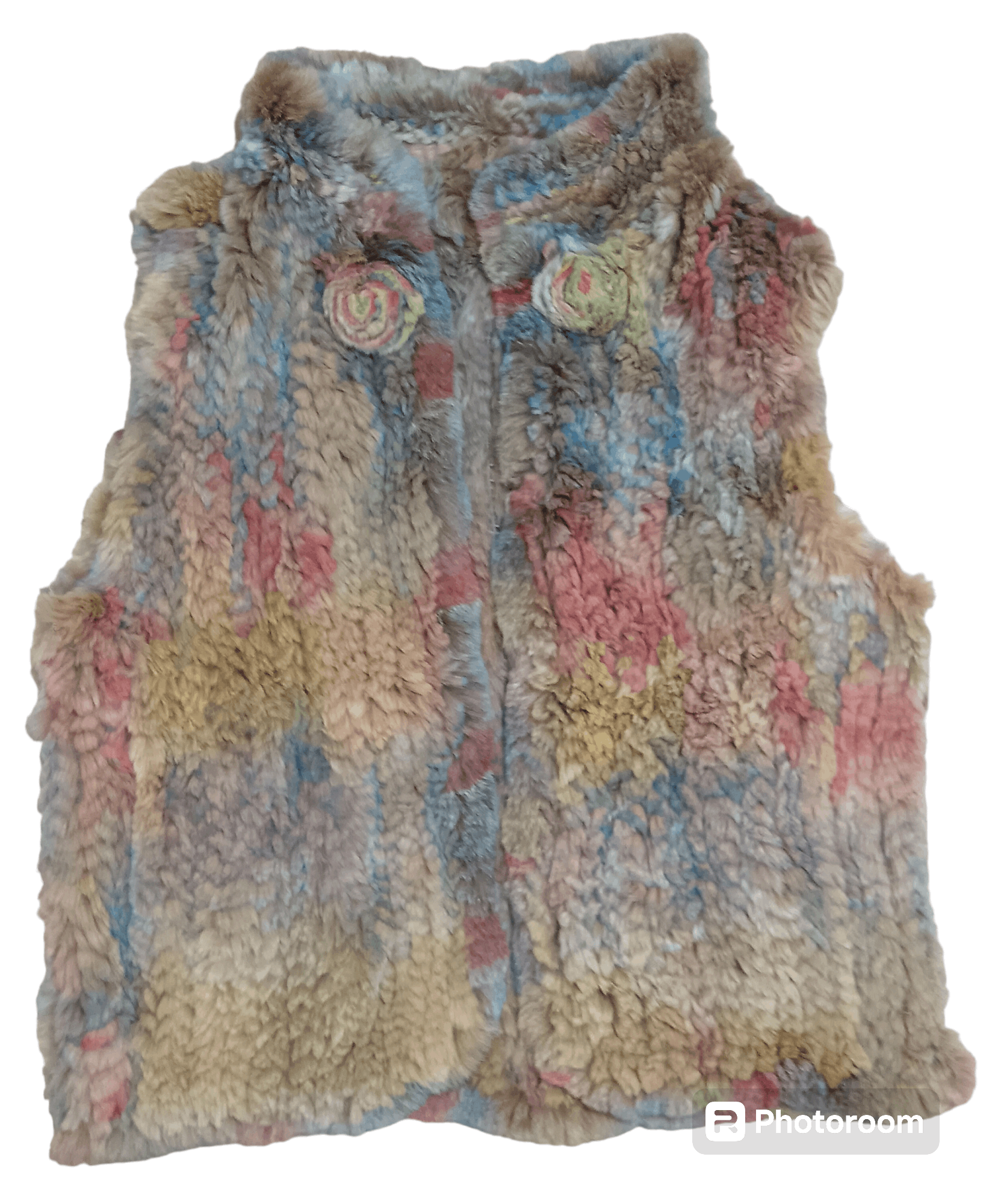 Japanese Brand FLUFFY MULTICOLOURED COTTON FUR REXSLEEVELESS JACKET Size M / US 6-8 / IT 42-44 - 1 Thumbnail