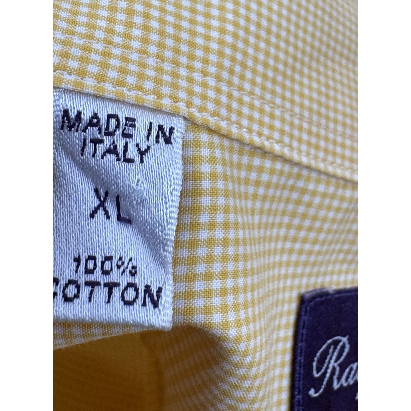 Ralph Lauren RALPH LAUREN ITALY PURPLE LABEL Micro Check Plaid Shirt Mens XL Yellow / White Size US XL / EU 56 / 4 - 4 Thumbnail