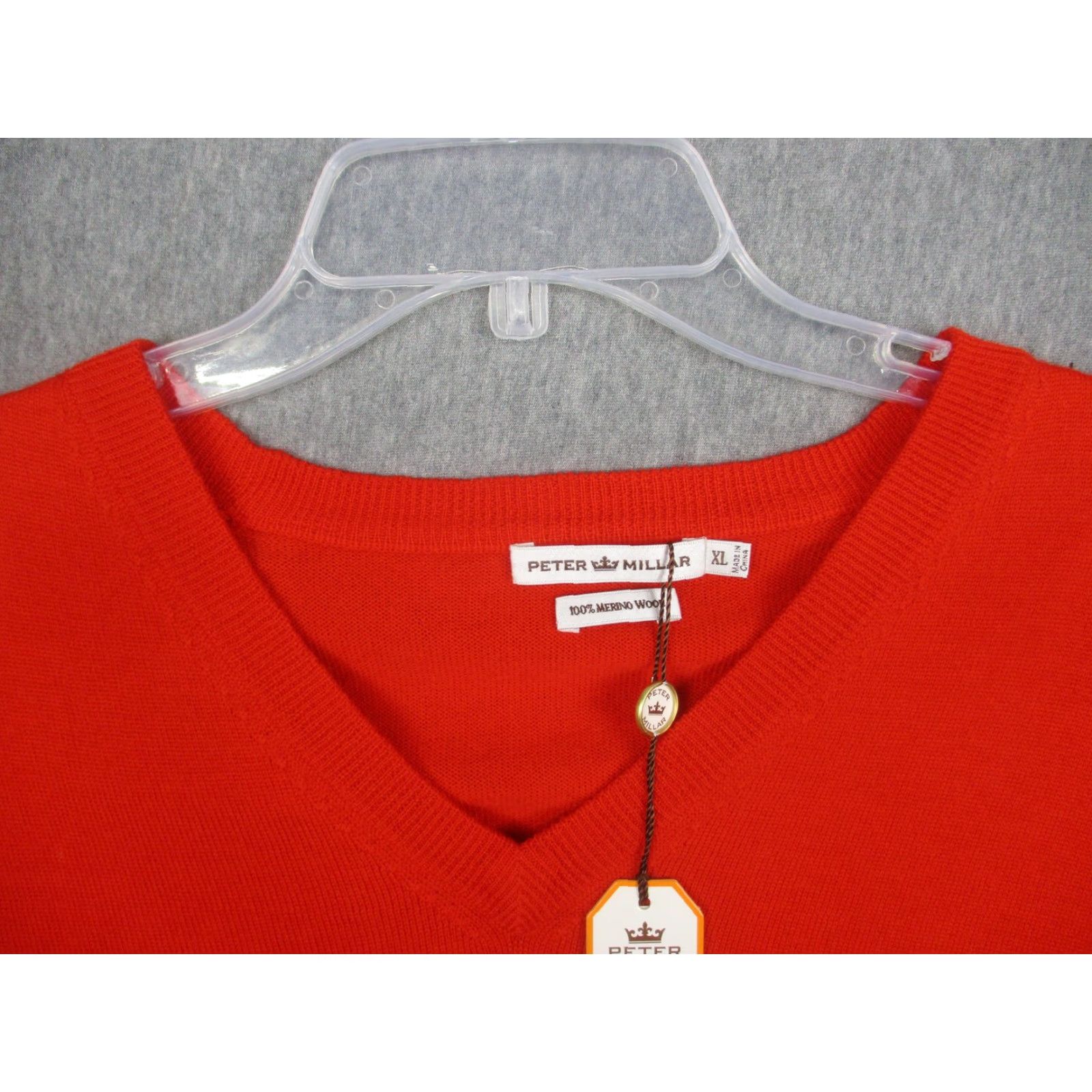 Peter Millar Peter Millar Sweater Mens XL Orange V-Neck 100% Merino Wool Knit Pullover Size US XL / EU 56 / 4 - 3 Thumbnail