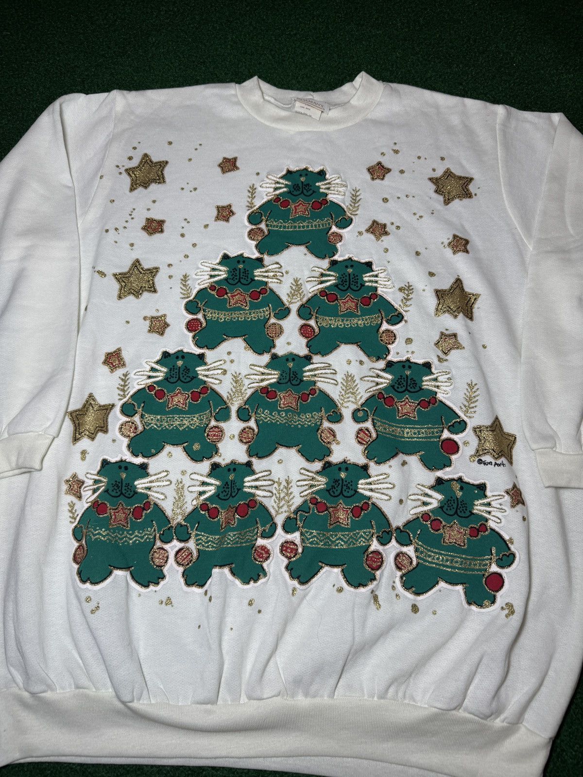 Vintage Vintage Ugly Christmas Tree Cat Sweater Large Sweatshirt Size US L / EU 52-54 / 3 - 2 Thumbnail