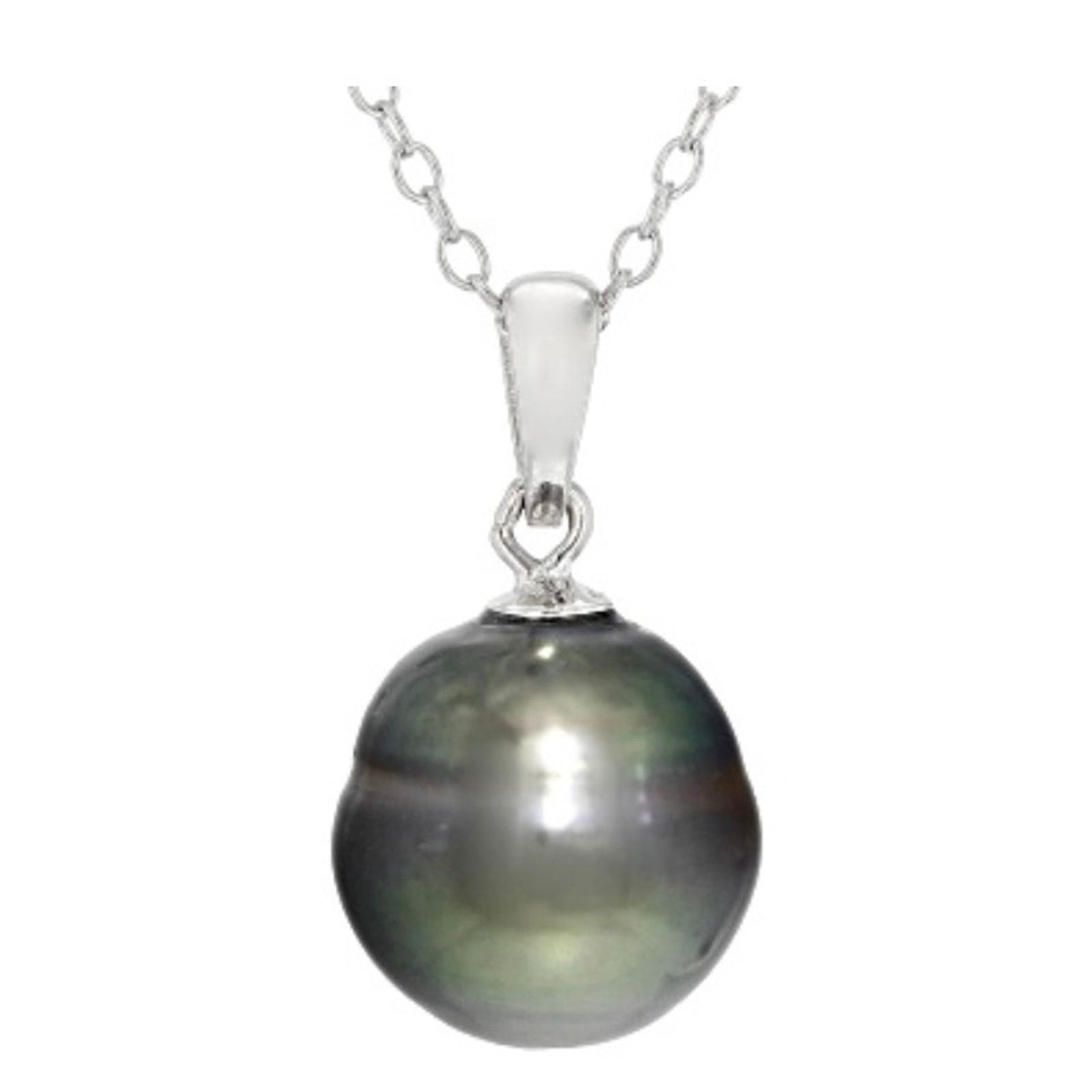 Other Tahitian Pearl Rhodium Over Sterling Silver Pendant Chain Size ONE SIZE - 1 Thumbnail