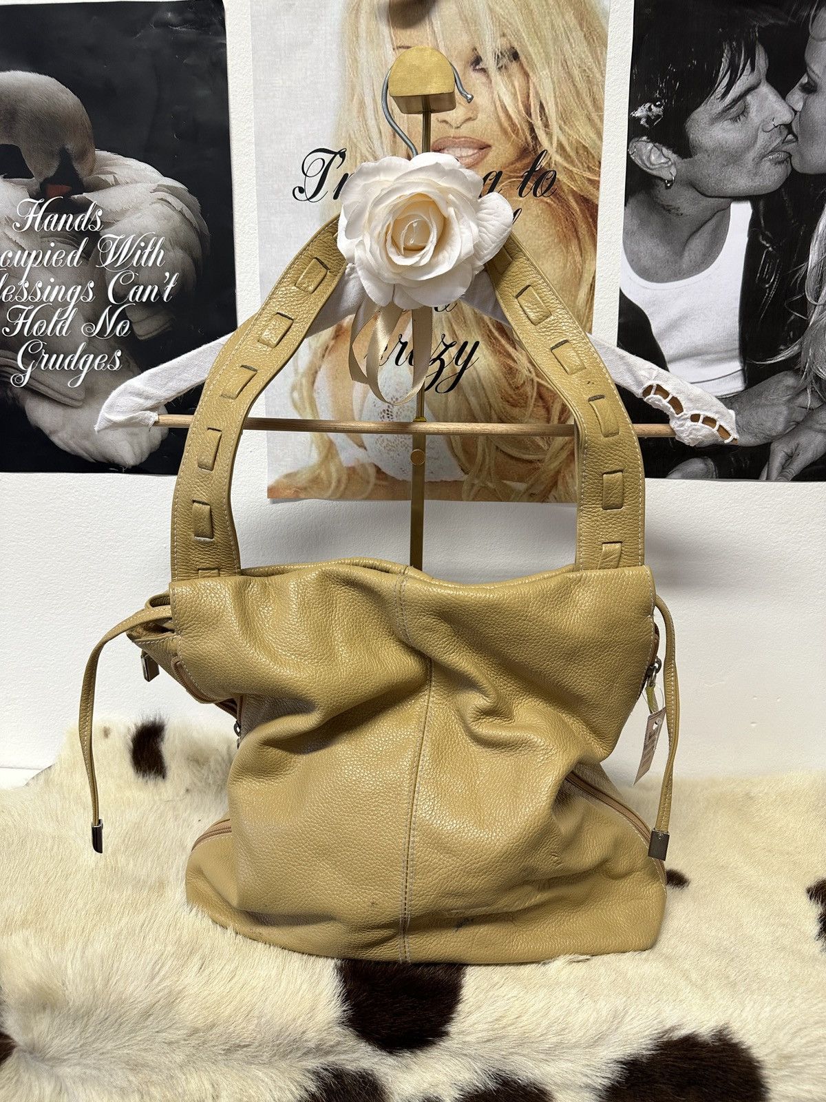 Vintage Vintage yellow leather shoulder bag Size ONE SIZE - 2 Thumbnail