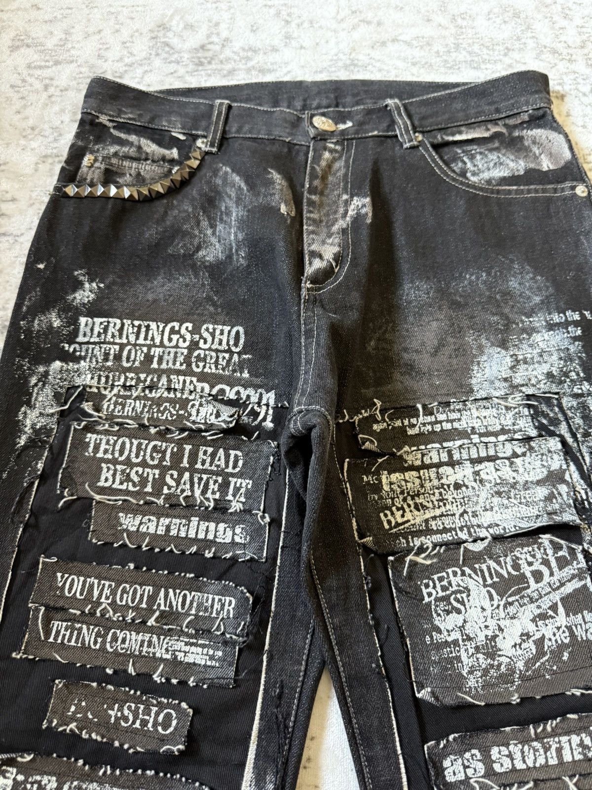 Japanese Brand Rare Bernings Sho Poems Riot Studded Flared Jeans Japan Size US 30 / EU 46 - 3 Thumbnail