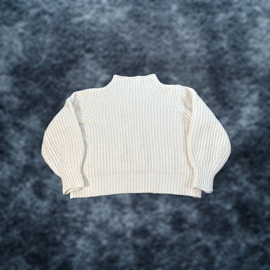 Madewell Madewell Sweater Women’s XL White Chunky-Knit Wool-Blend Mock Neck Fisherman Sweatshirt Pullover Women's Size XL / US 12-14 / IT 48-50 - 1 Thumbnail