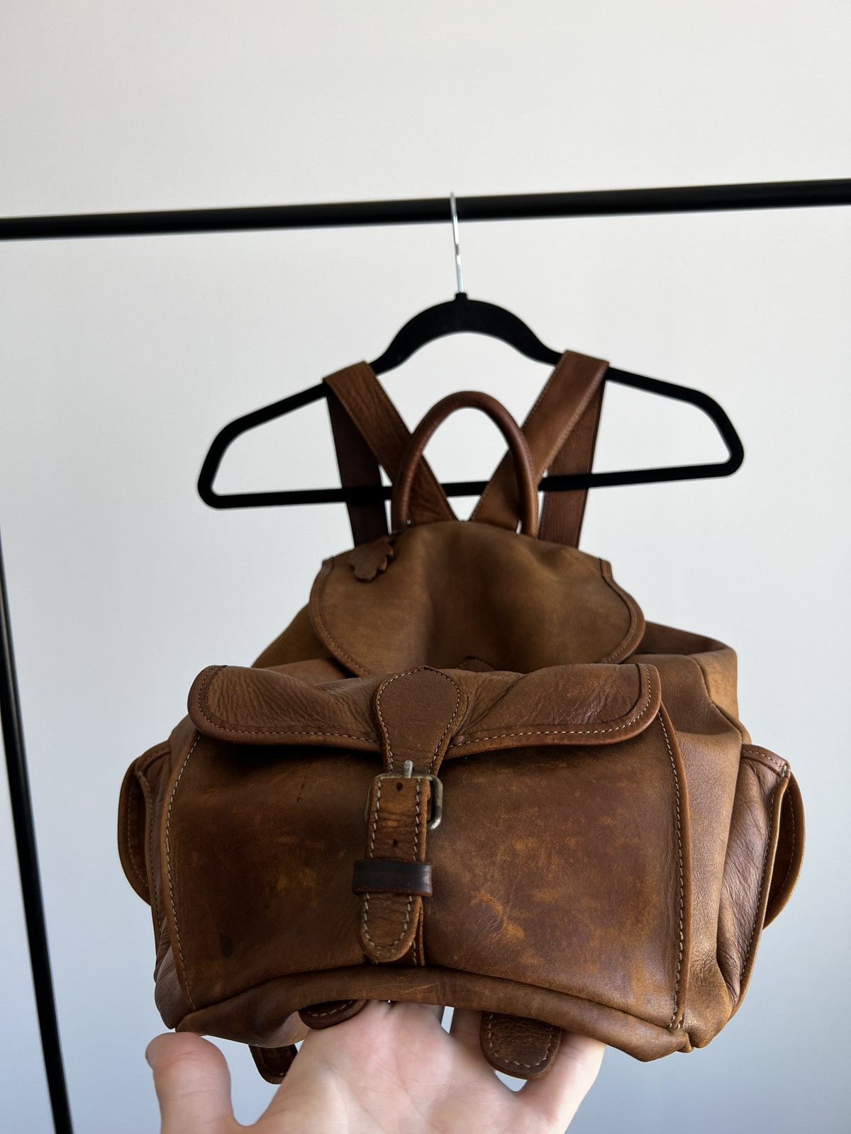 Roots Vintage Roots Tribal Leather Brown Knapsack, Made in Canada Size ONE SIZE - 7 Thumbnail