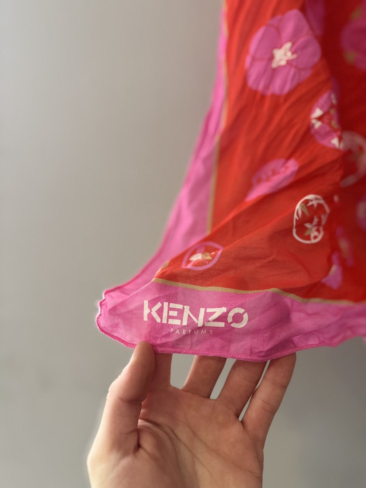 Kenzo Kenzo Pink Print Cotton Scarf Size ONE SIZE - 3 Thumbnail