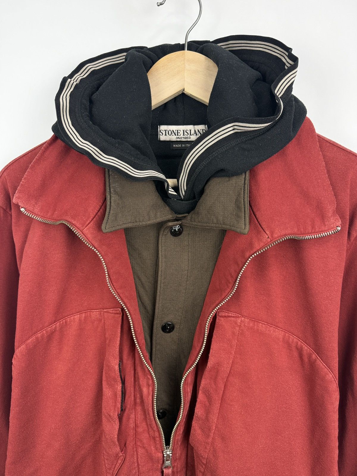 Stone Island 🇮🇹 Vintage 90s Stone Island Archive Layered Hooded Jacket Size US XL / EU 56 / 4 - 8 Thumbnail