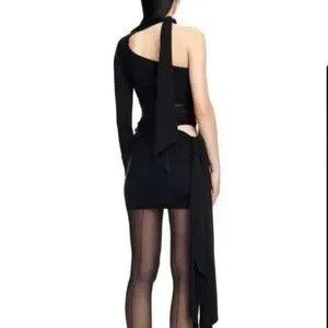 H&M × Mugler Mugler Hm Knot Detail Black One Shoulder Glove Mesh Dress Size M / US 6-8 / IT 42-44 - 4 Thumbnail